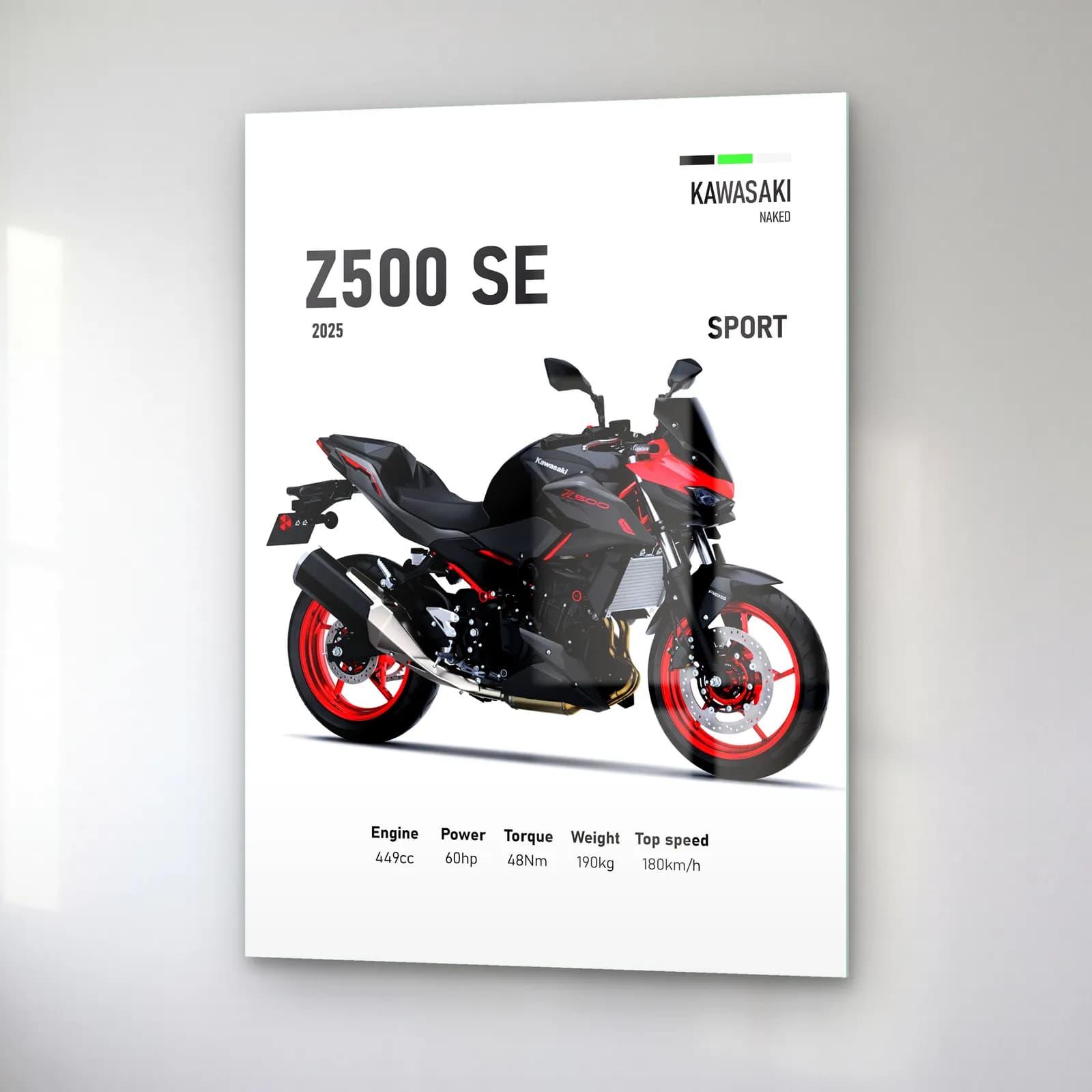 Kawasaki Z500 SE Sport 2025 cam tablo — sağ açıdan görünüm