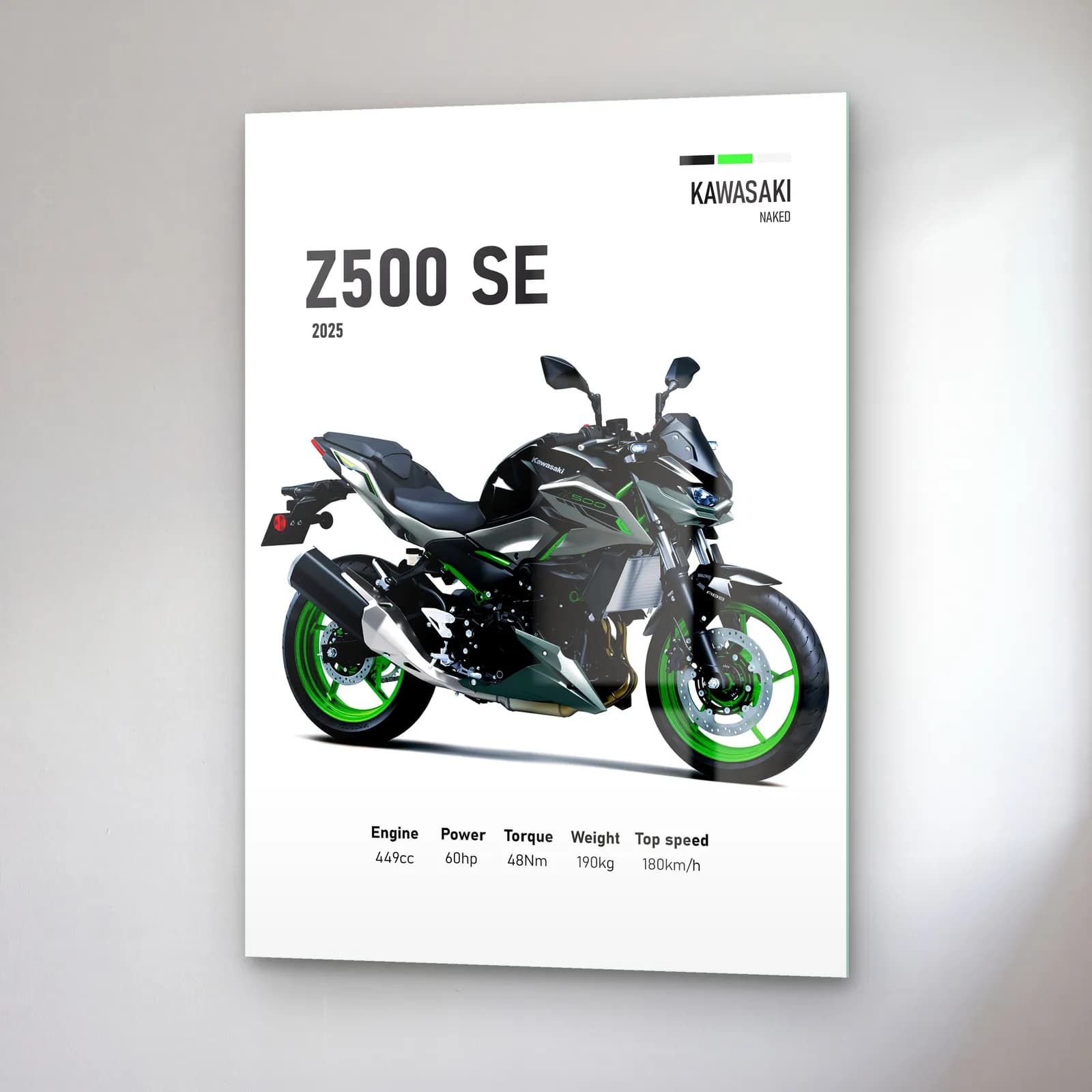 Kawasaki Z500 SE 2025 cam tablo — sağ açıdan görünüm