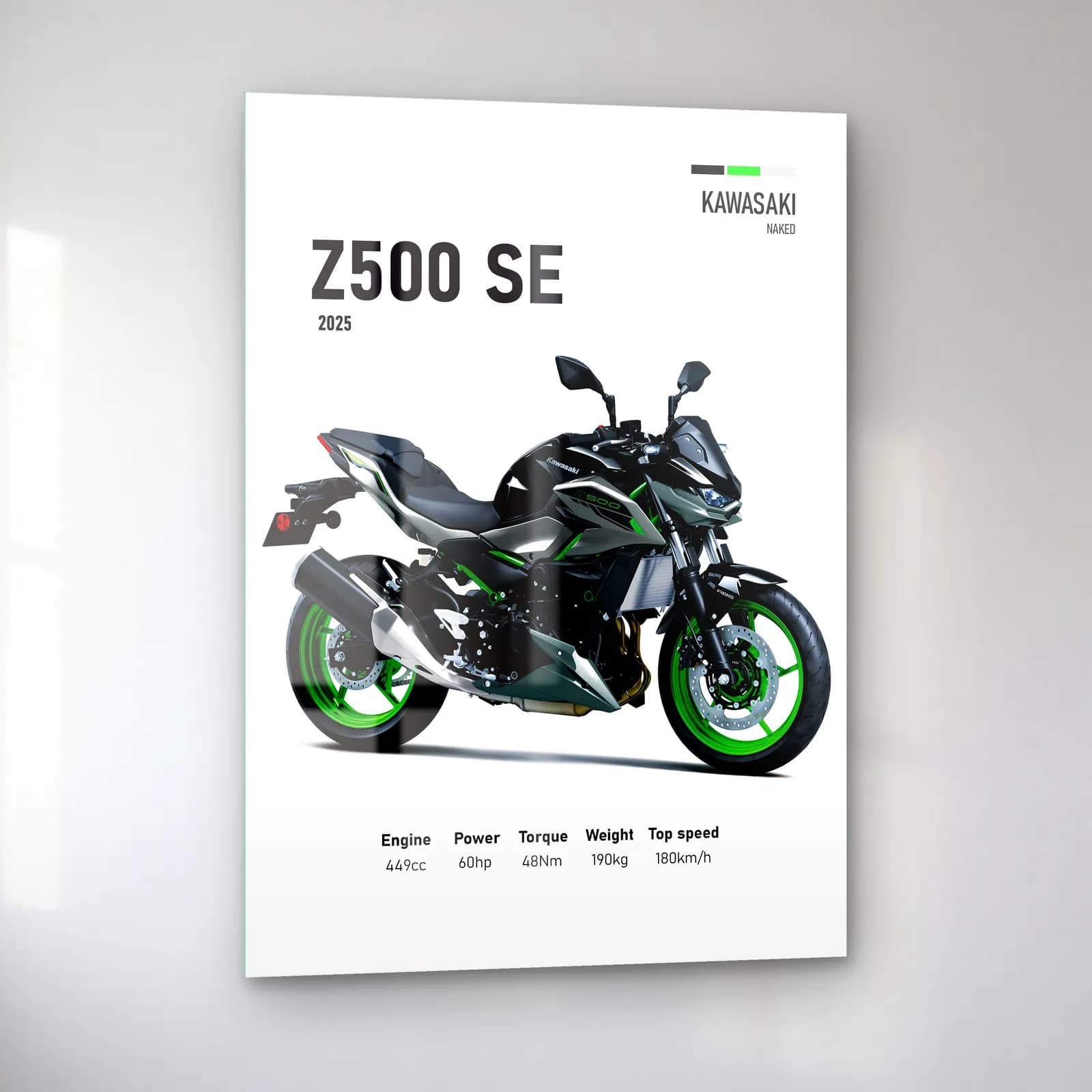 Kawasaki Z500 SE 2025 cam tablo — sol açıdan görünüm