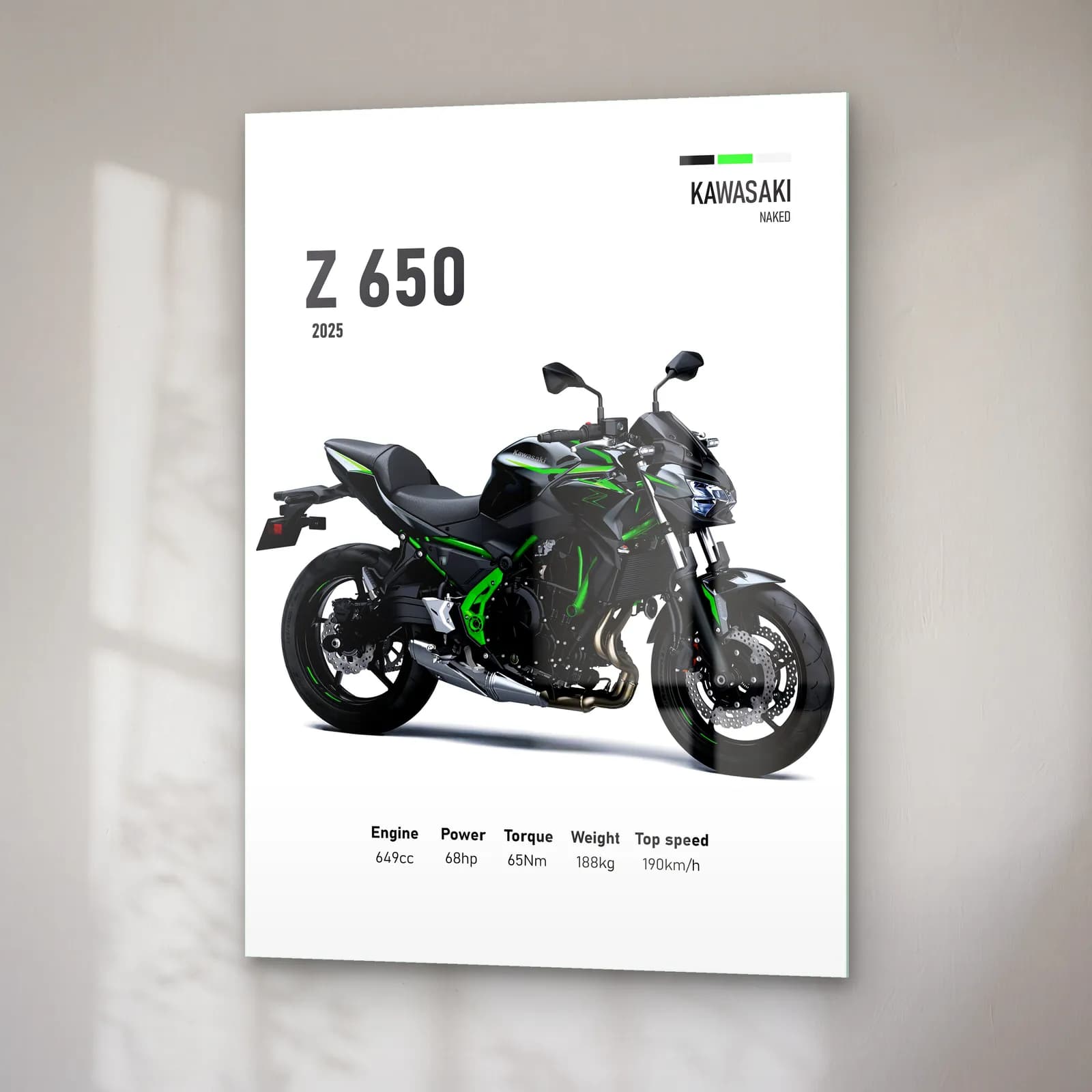 Kawasaki Z 650 2025 cam tablo — sağ açıdan görünüm