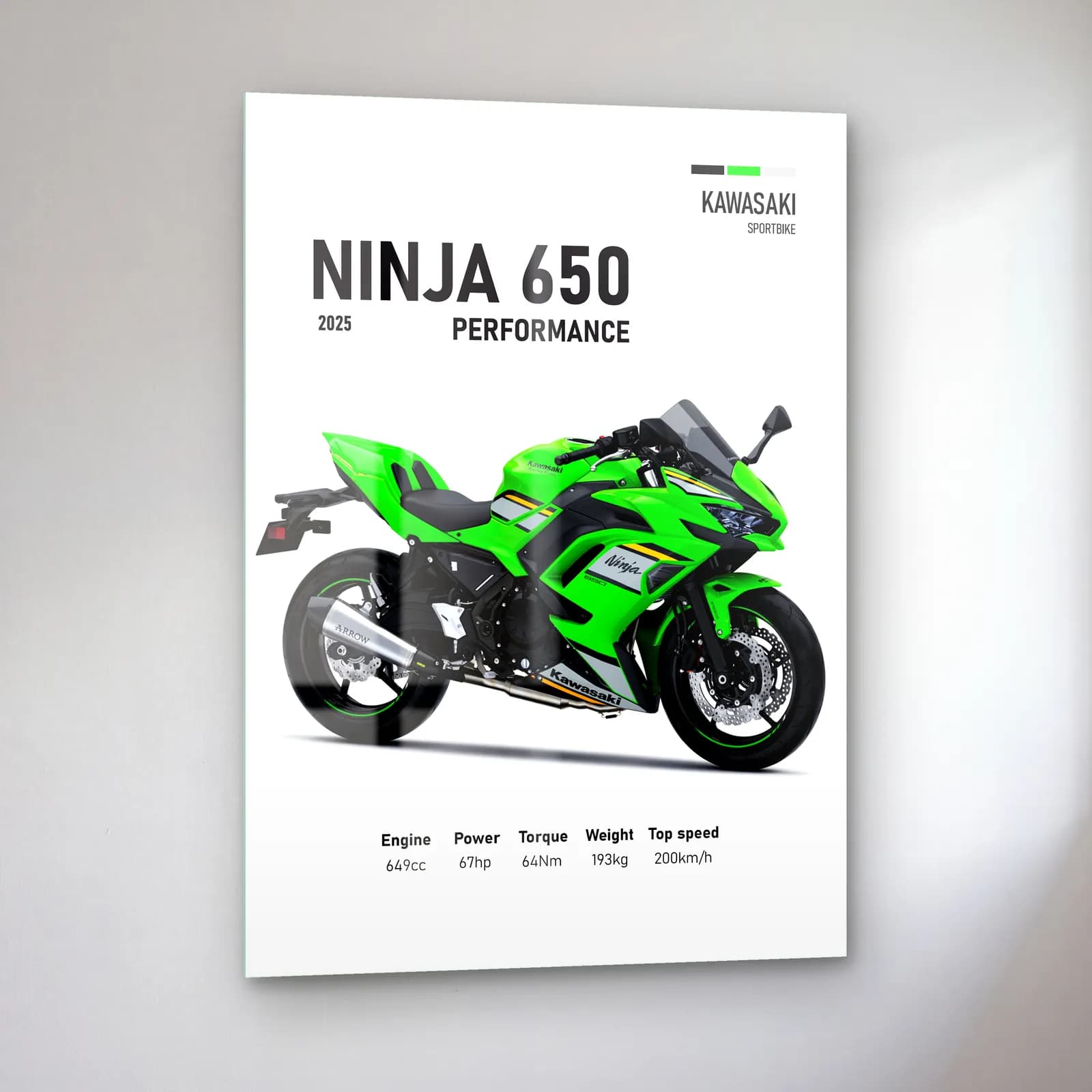 Kawasaki Ninja 650 Performance 2025 cam tablo — sol açıdan görünüm