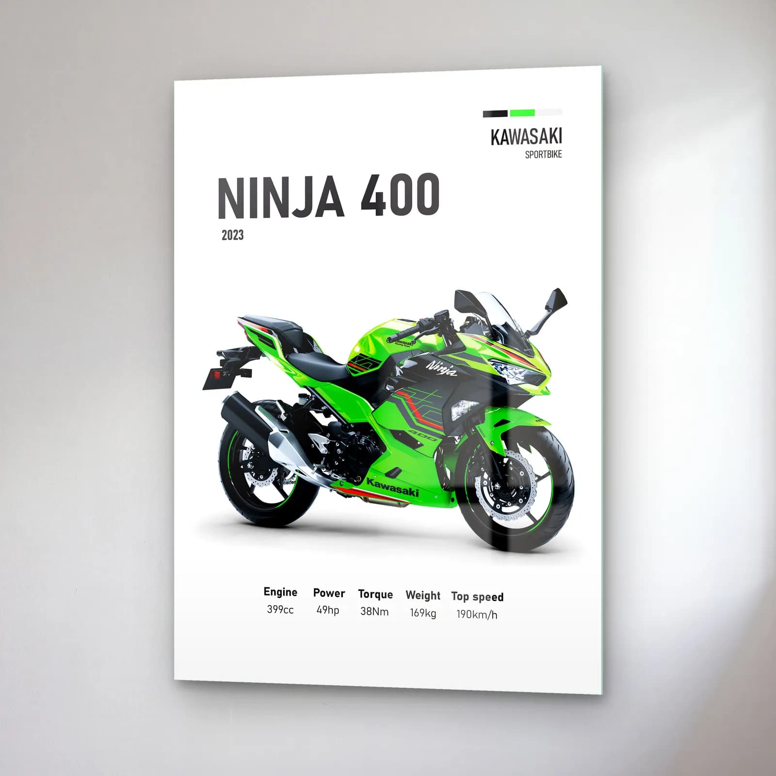 Kawasaki Ninja 400 2023 cam tablo — sağ açıdan görünüm