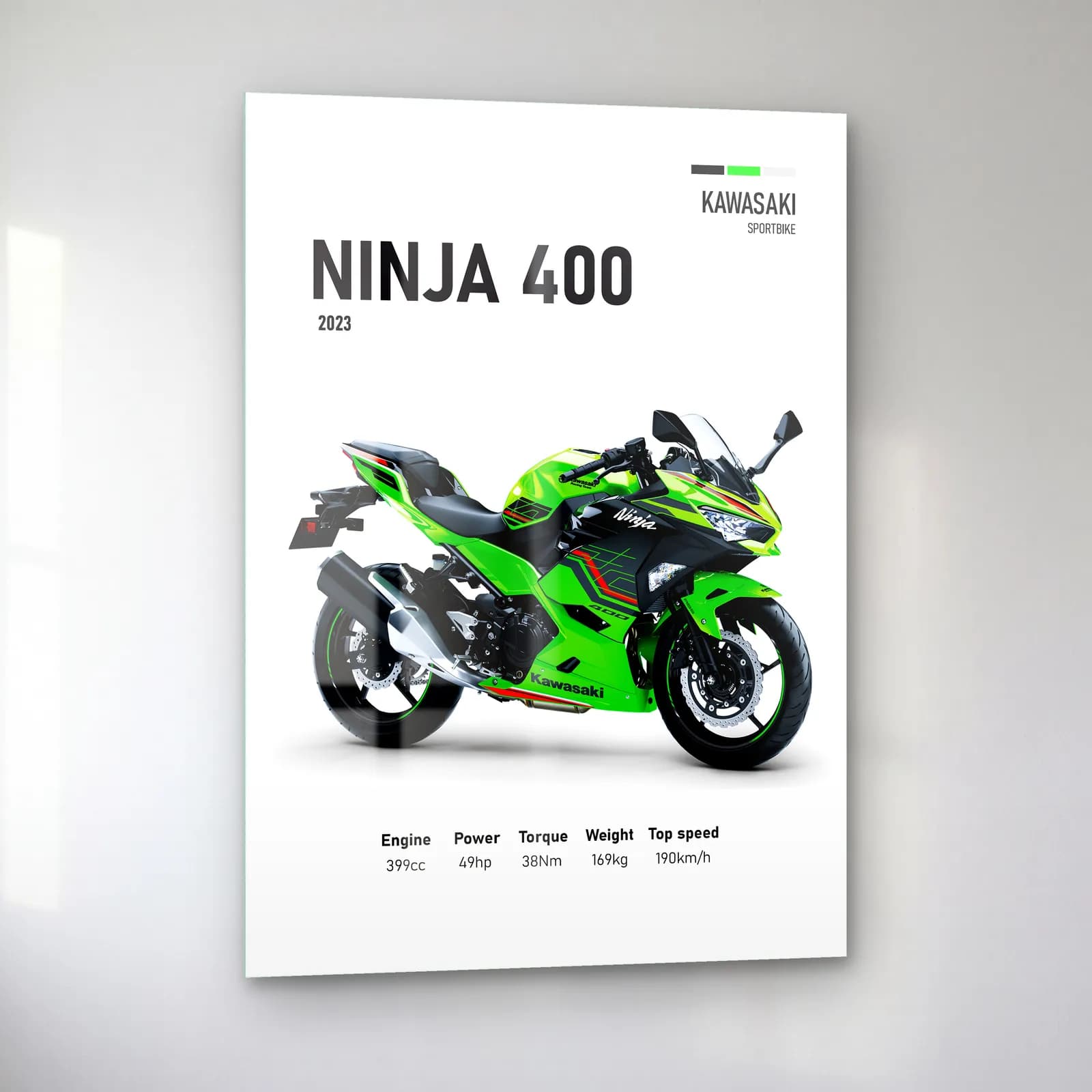 Kawasaki Ninja 400 2023 cam tablo — sol açıdan görünüm