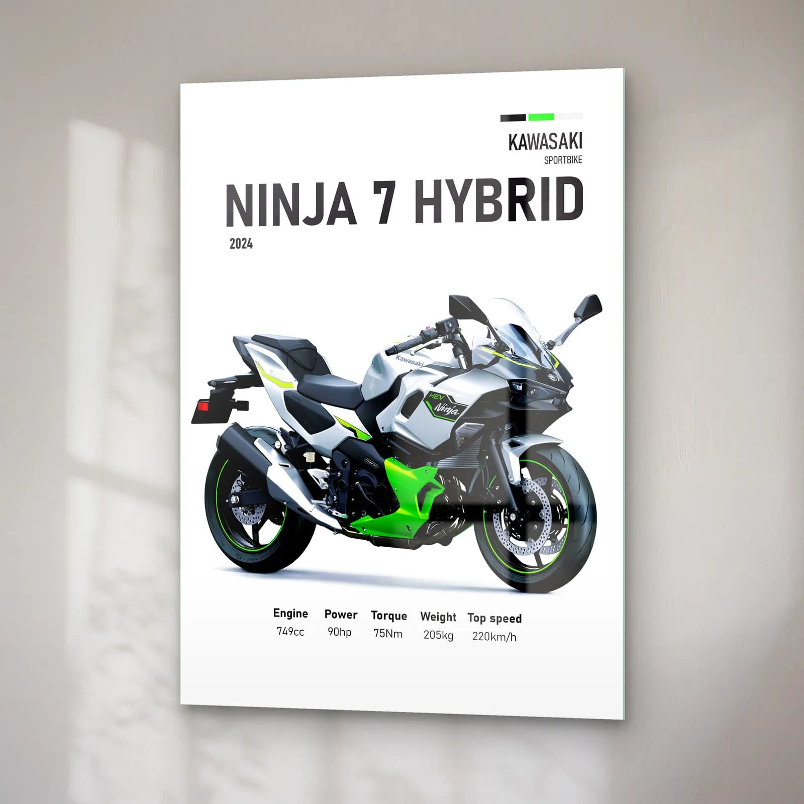 Kawasaki Ninja 7 Hybrid 2024 cam tablo — sağ açıdan görünüm