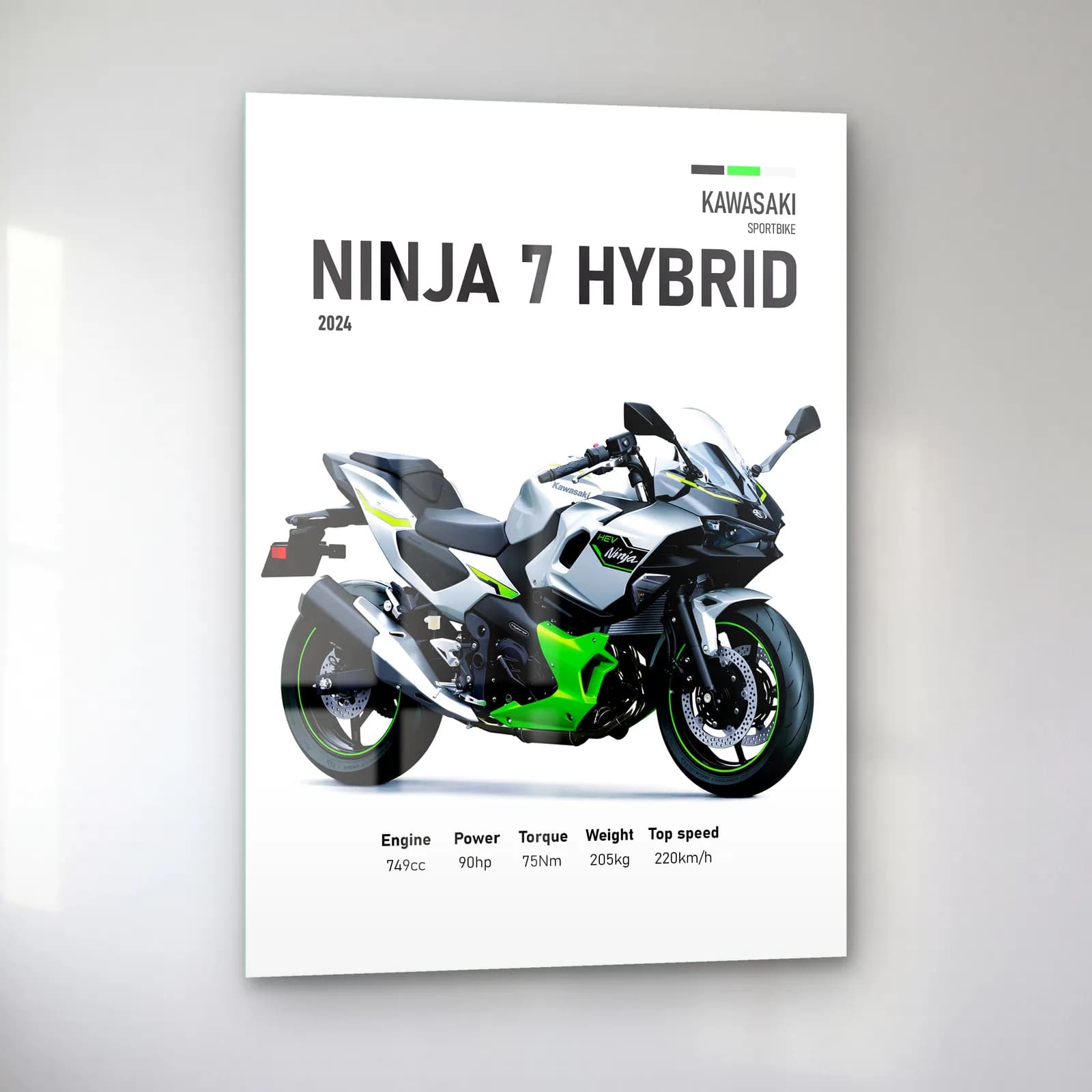 Kawasaki Ninja 7 Hybrid 2024 cam tablo — sol açıdan görünüm