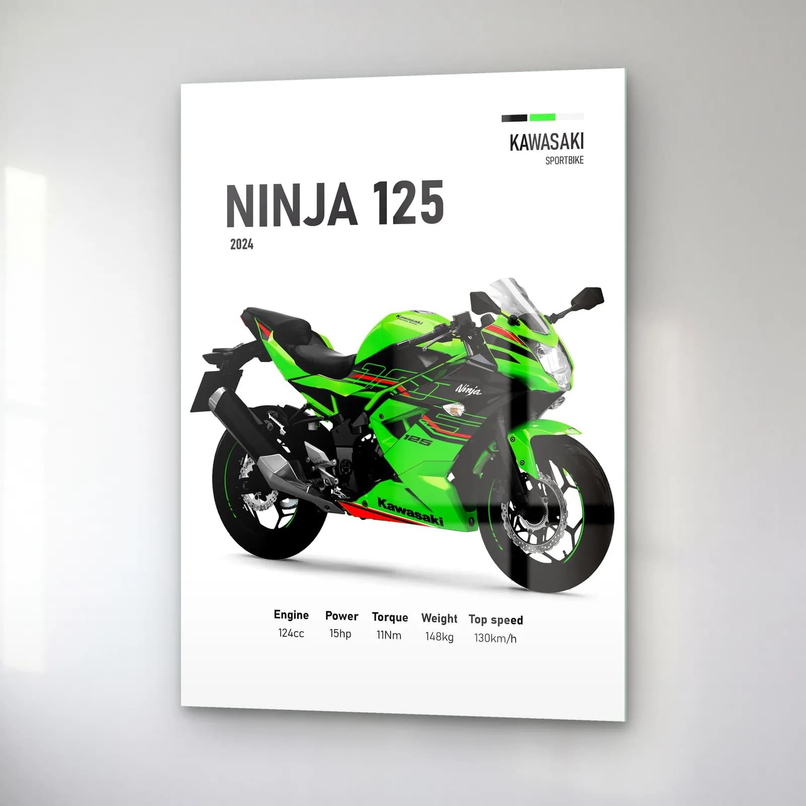 Kawasaki Ninja 125 2024 cam tablo — sağ açıdan görünüm