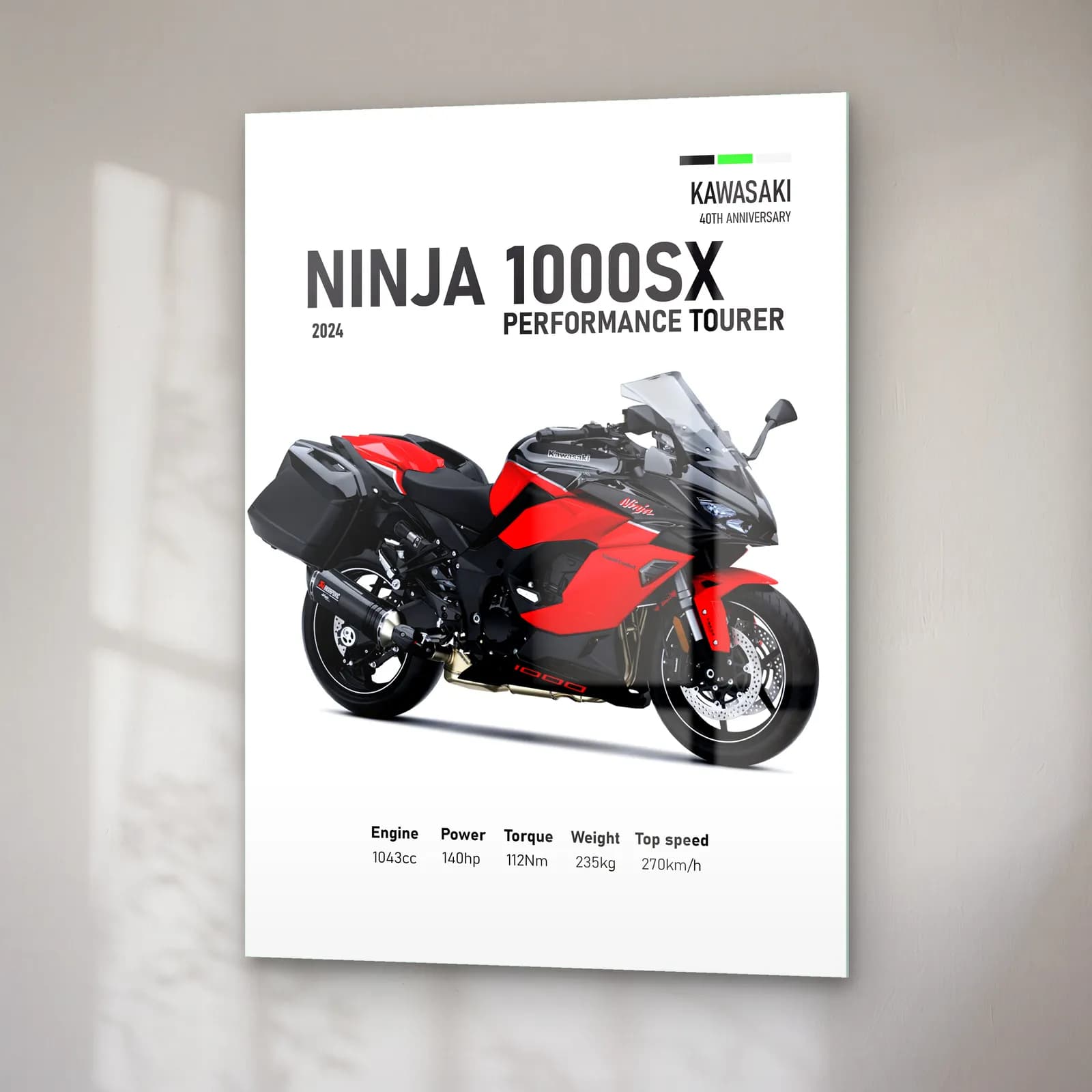 Ninja 1000SX Performance Tourer 2024 Kırmızı cam tablo — sağ açıdan görünüm