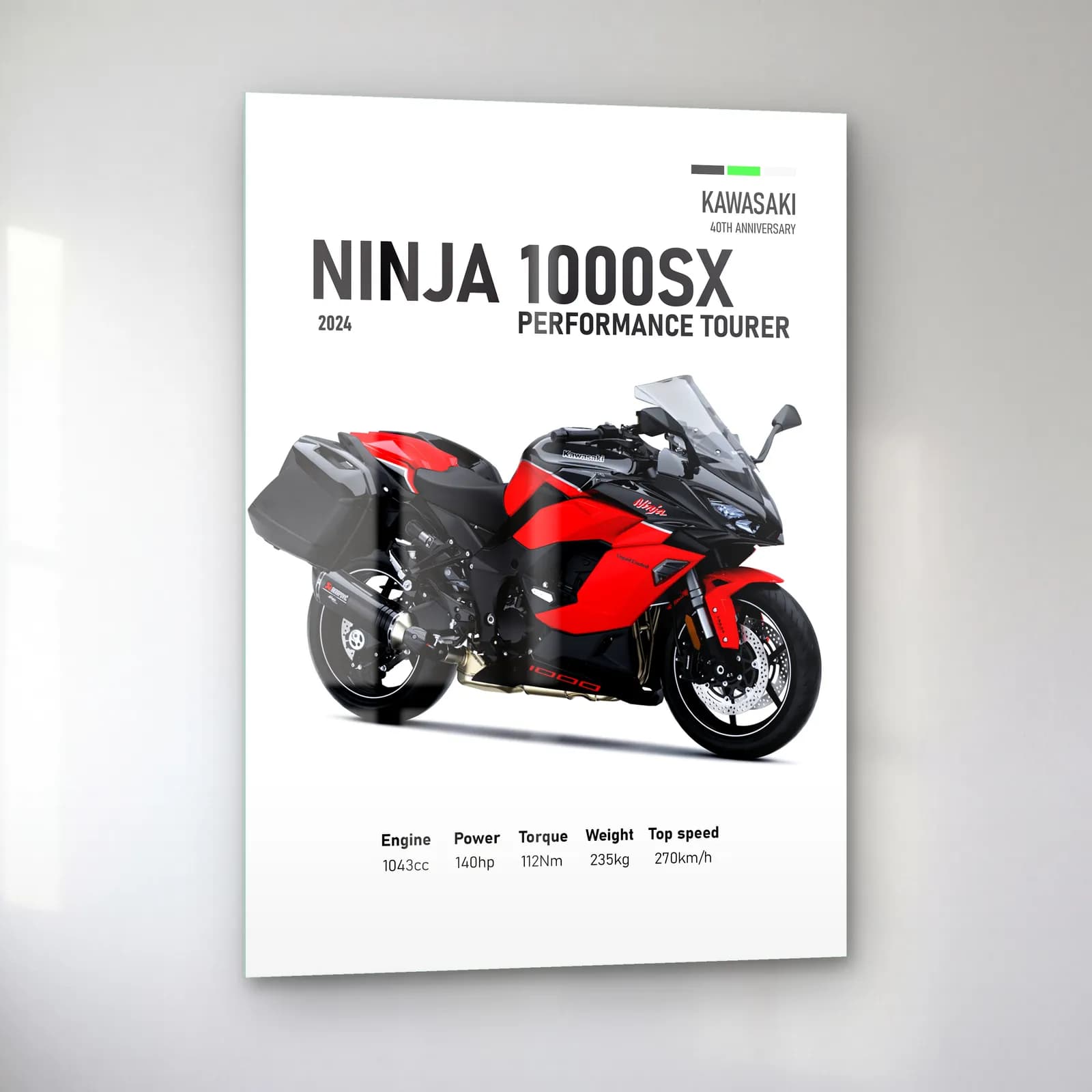 Ninja 1000SX Performance Tourer 2024 Kırmızı cam tablo — sol açıdan görünüm