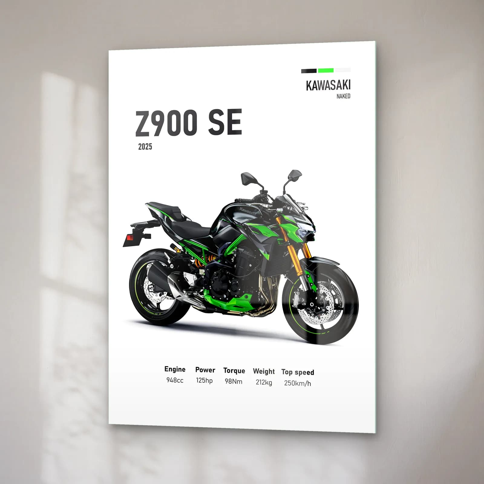Kawasaki Z900 SE 2025 cam tablo — sağ açıdan görünüm