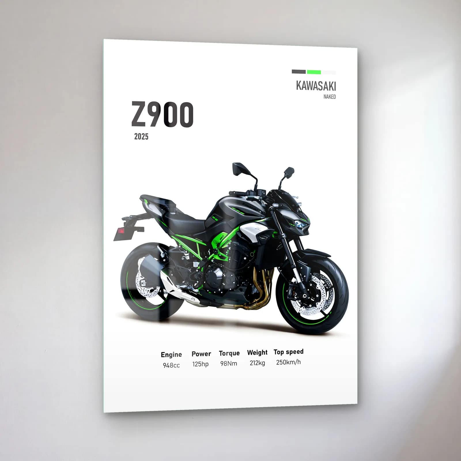 Kawasaki Z900 2025 cam tablo — sol açıdan görünüm