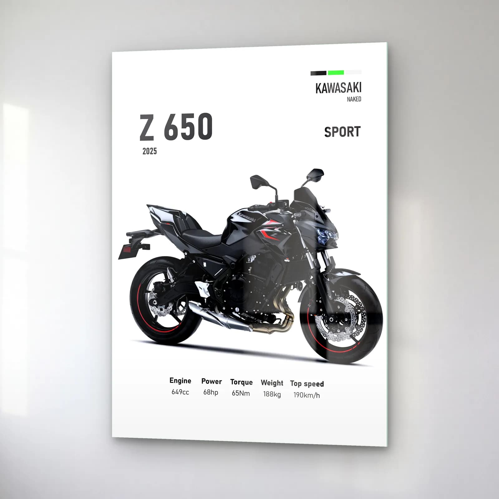 Kawasaki Z 650 Sport 2025 cam tablo — sağ açıdan görünüm