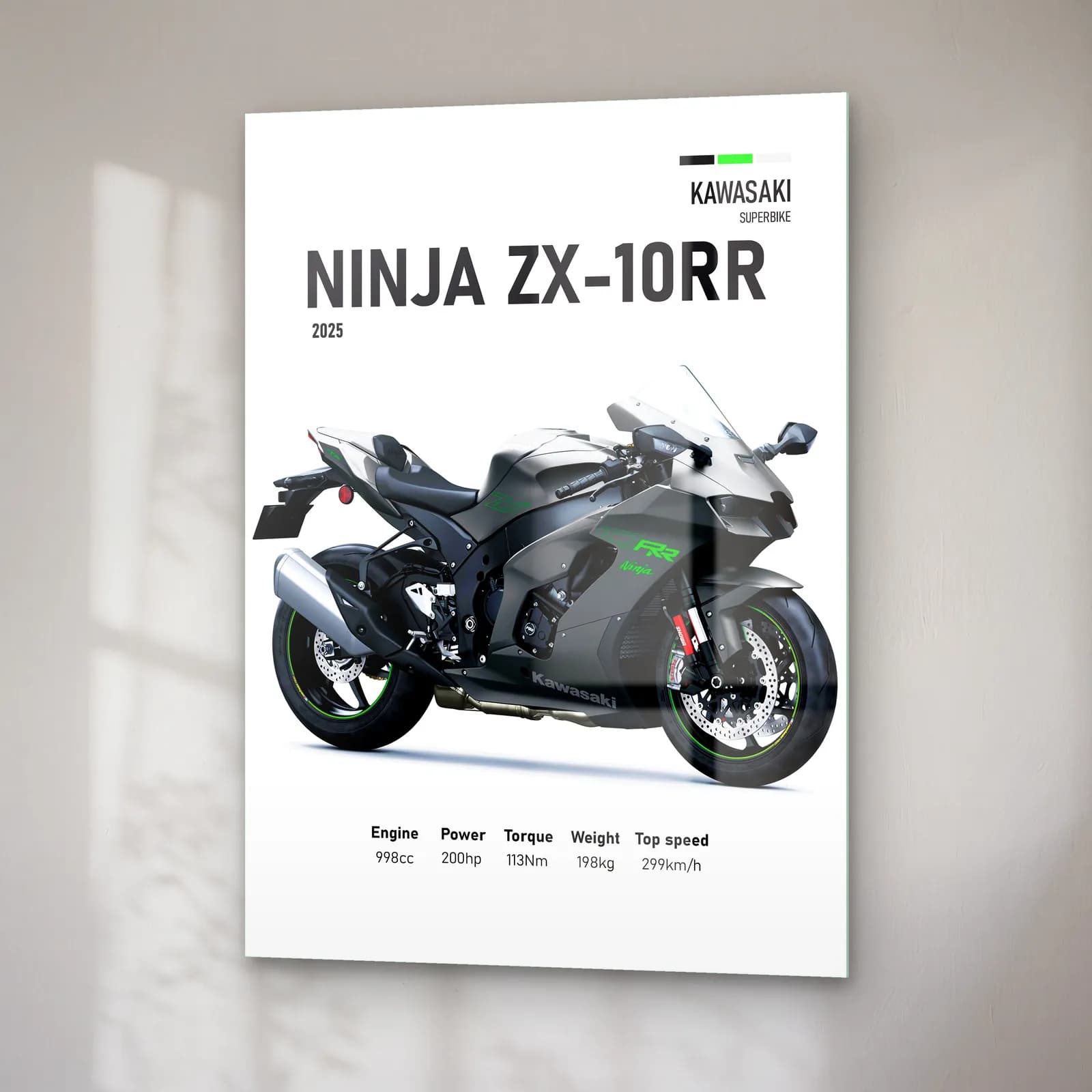 Kawasaki Ninja ZX-10RR 2025 cam tablo — sağ açıdan görünüm