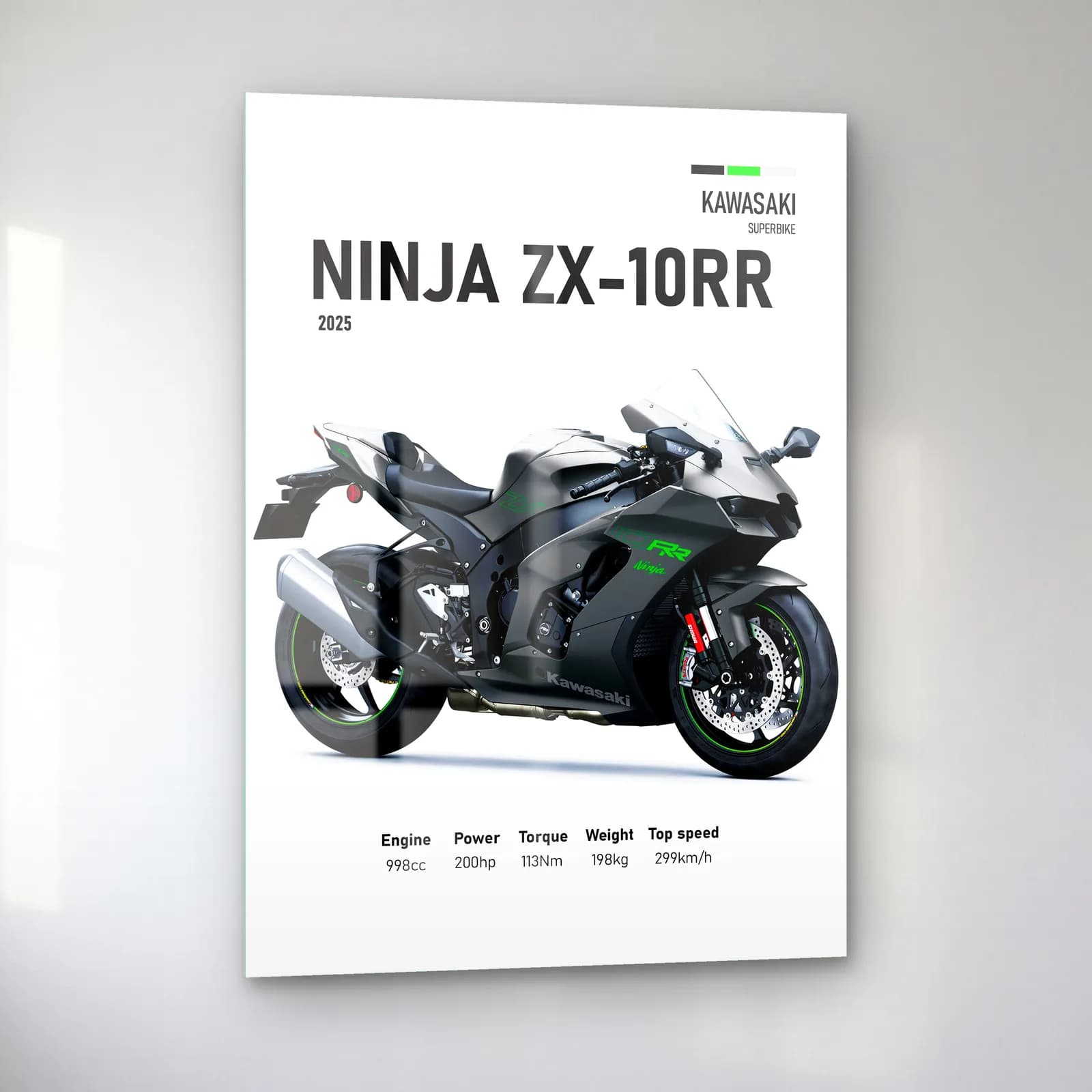 Kawasaki Ninja ZX-10RR 2025 cam tablo — sol açıdan görünüm