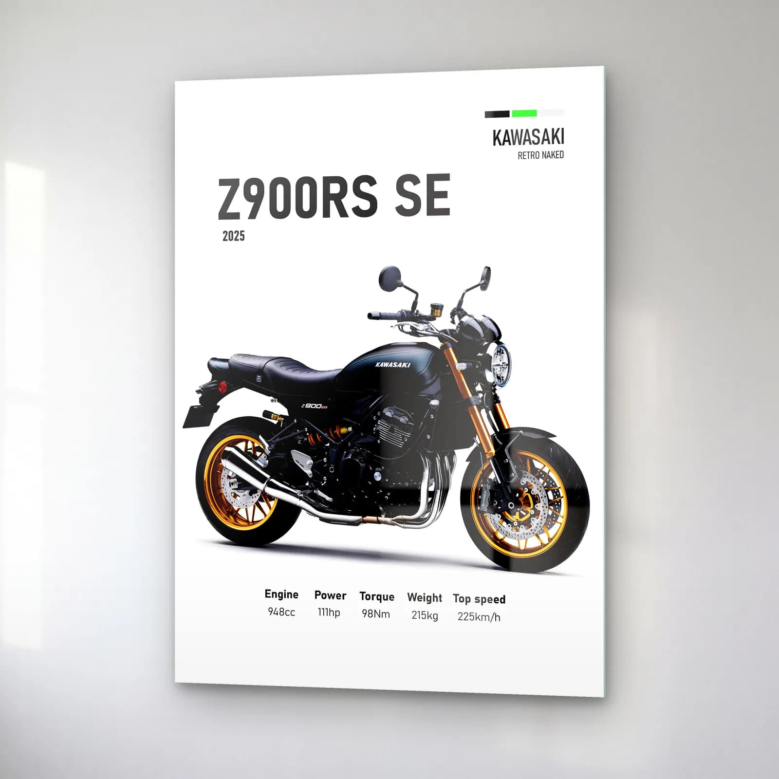 Kawasaki Z900RS SE 2025 cam tablo — sağ açıdan görünüm