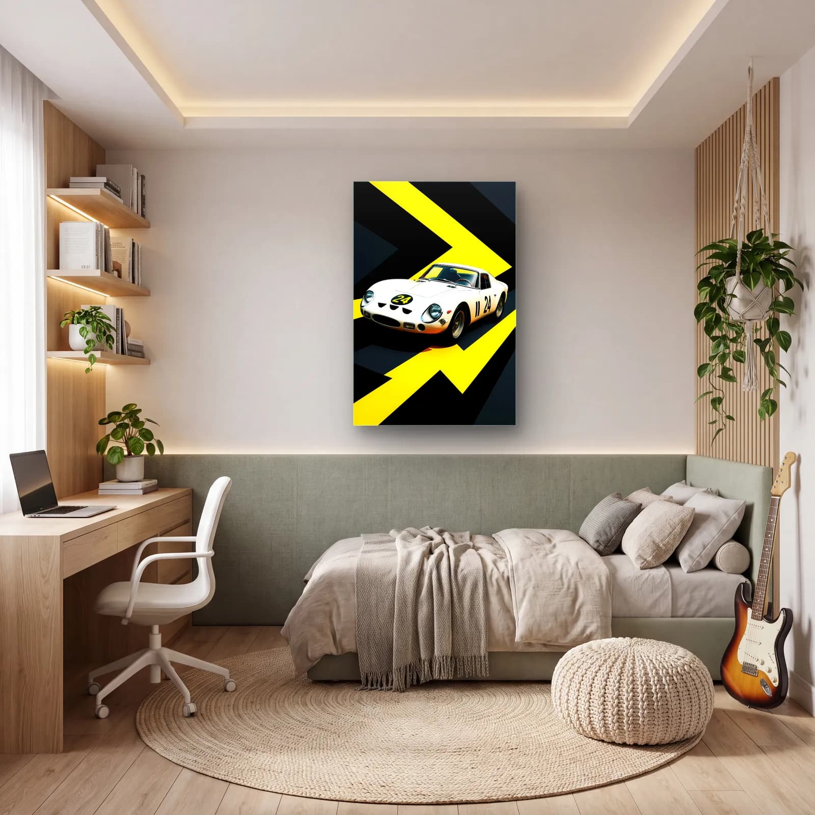 Ferrari 250 GTO Yarış Posteri cam tablo — genç odasında