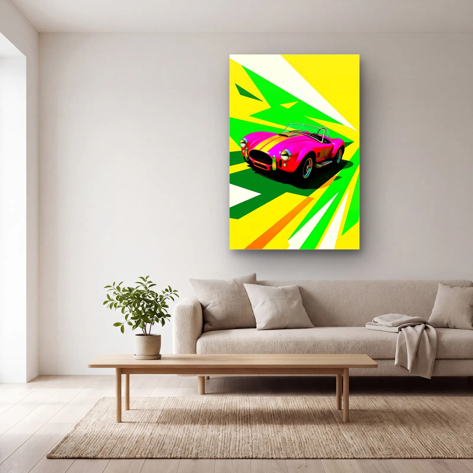 Pembe Shelby Cobra Posteri cam tablo — açık renk salonda