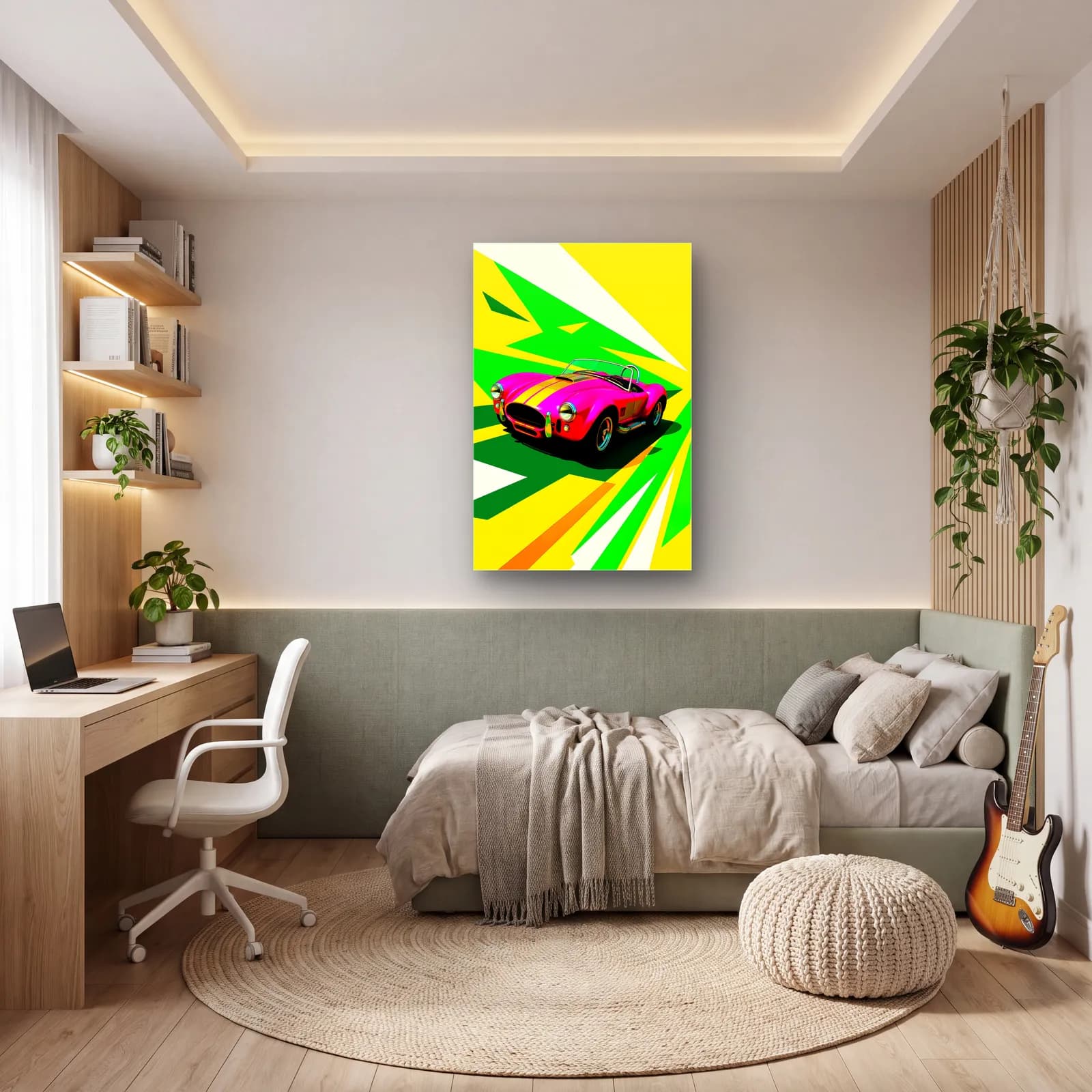 Pembe Shelby Cobra Posteri cam tablo — genç odasında
