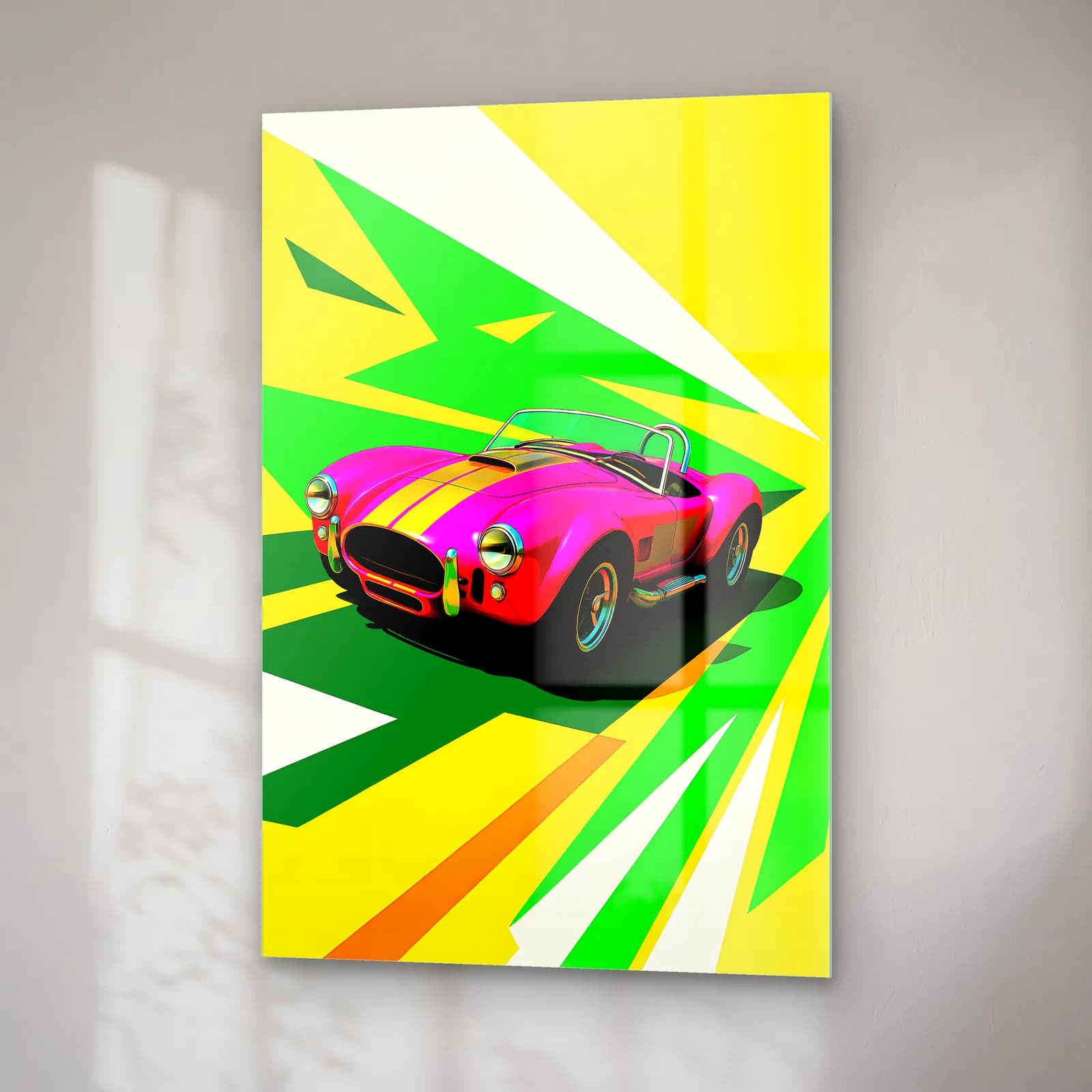 Pembe Shelby Cobra Posteri cam tablo — sağ açıdan görünüm