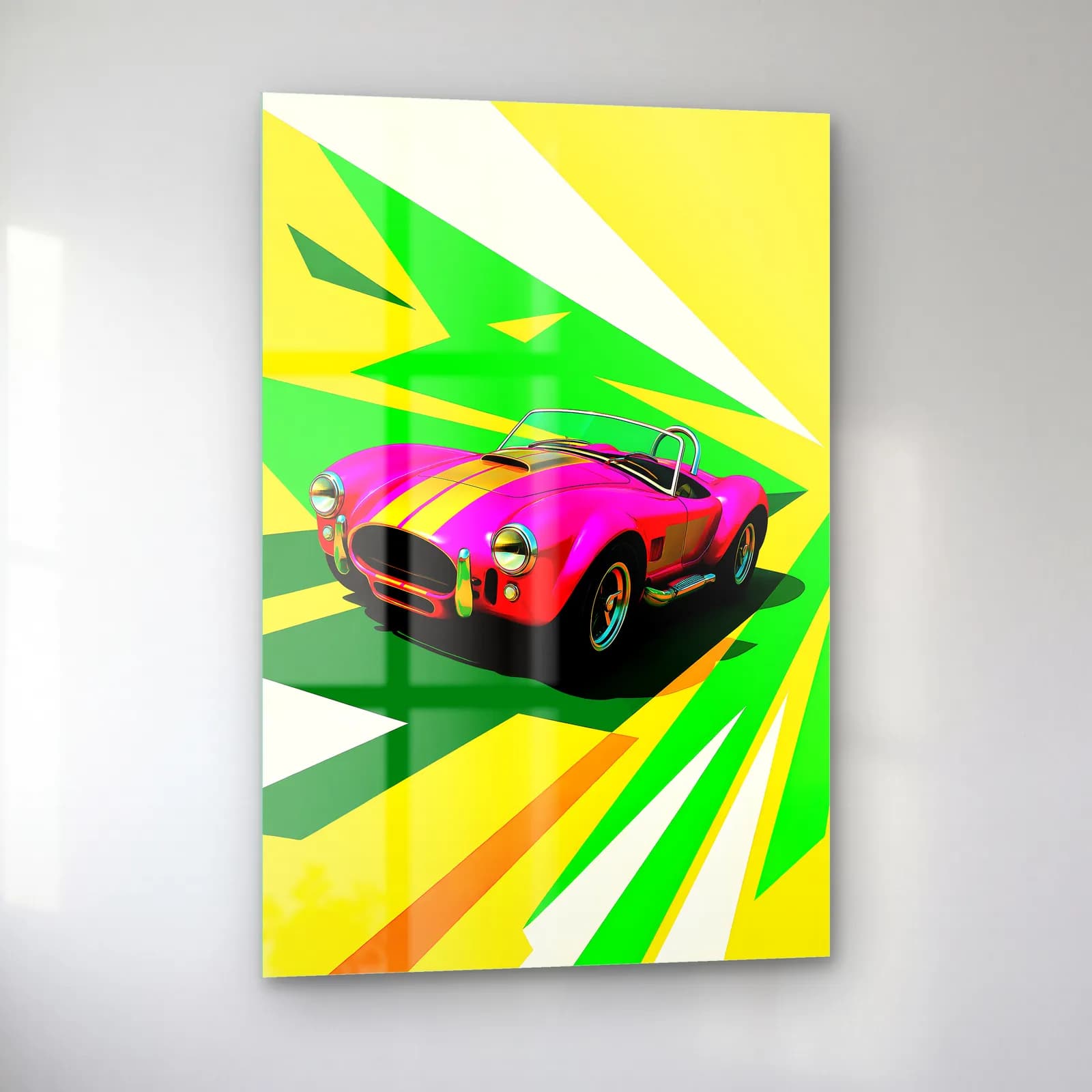 Pembe Shelby Cobra Posteri cam tablo — sol açıdan görünüm