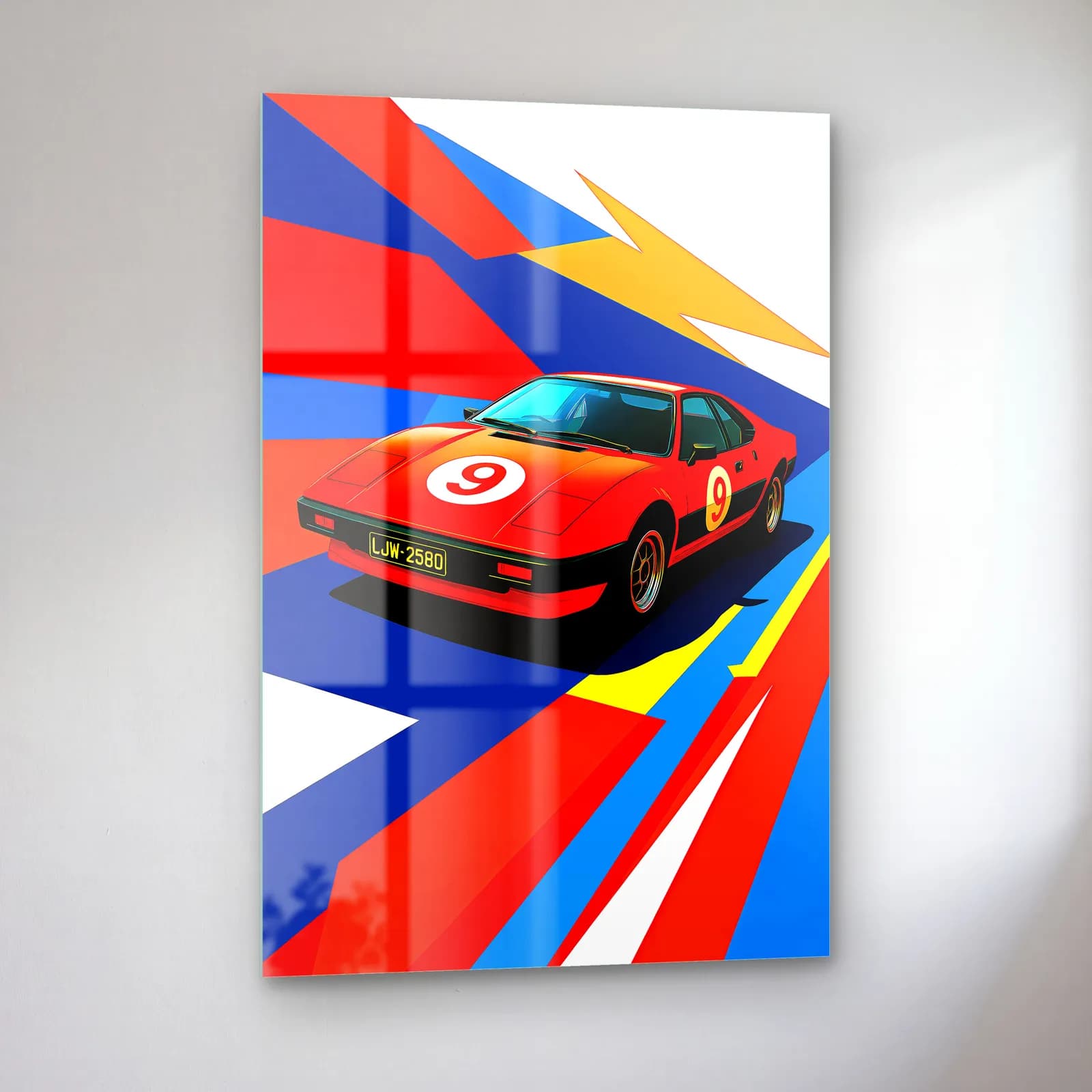 Kırmızı Ferrari 308 Posteri cam tablo — sol açıdan görünüm