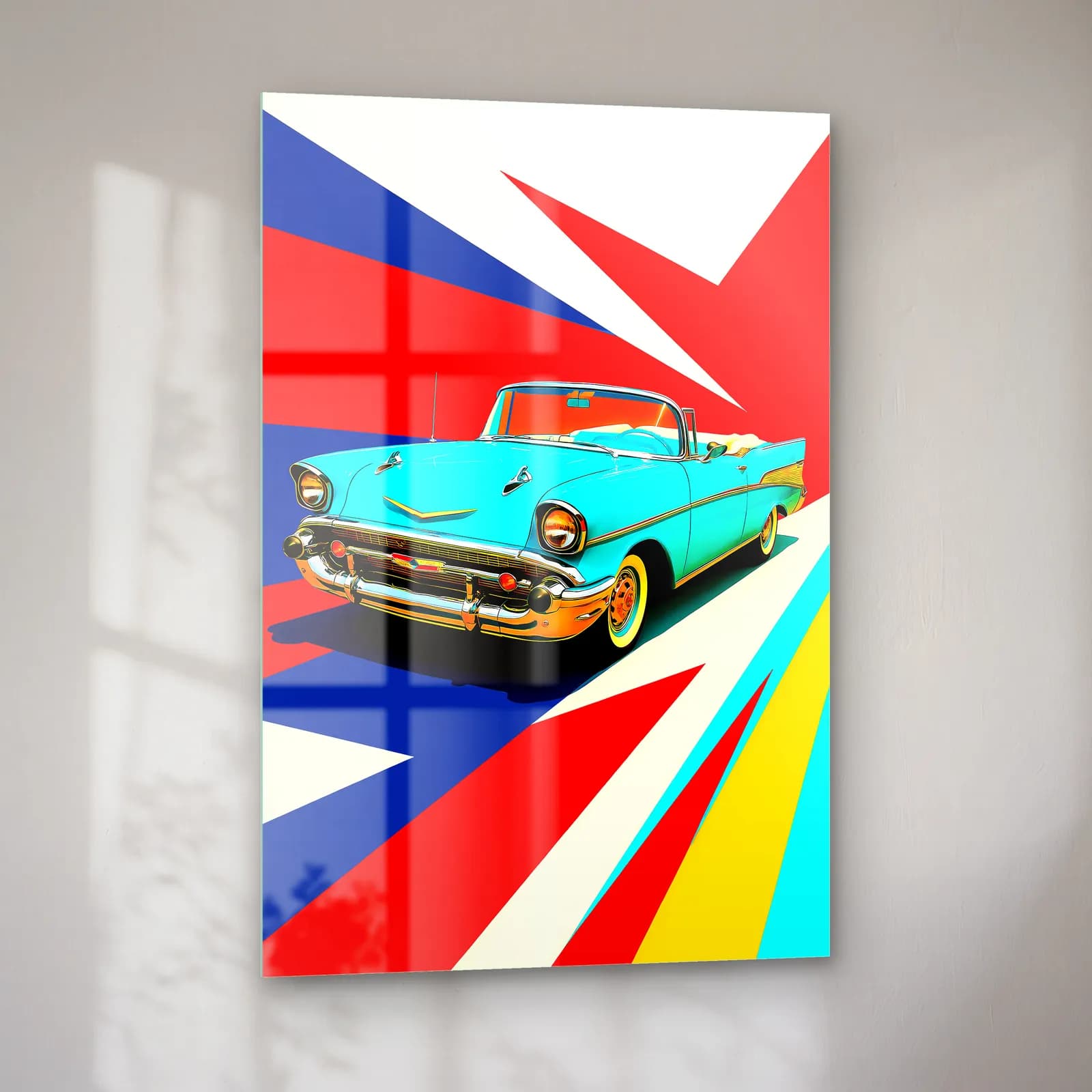 Turkuaz Chevrolet Bel Air Posteri cam tablo — sol açıdan görünüm