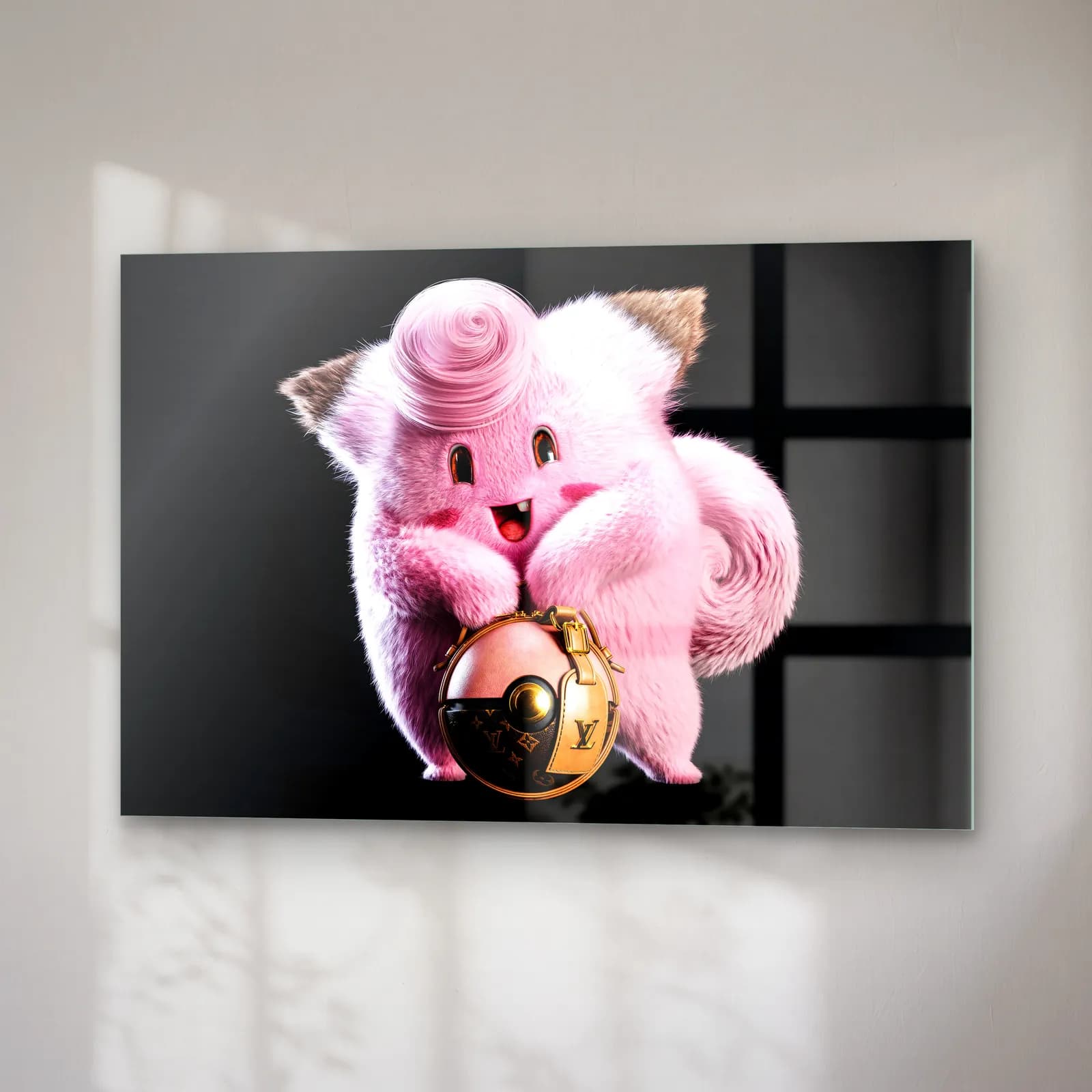 Louis Vuitton Desenli 3D Clefairy cam tablo — sağ açıdan görünüm