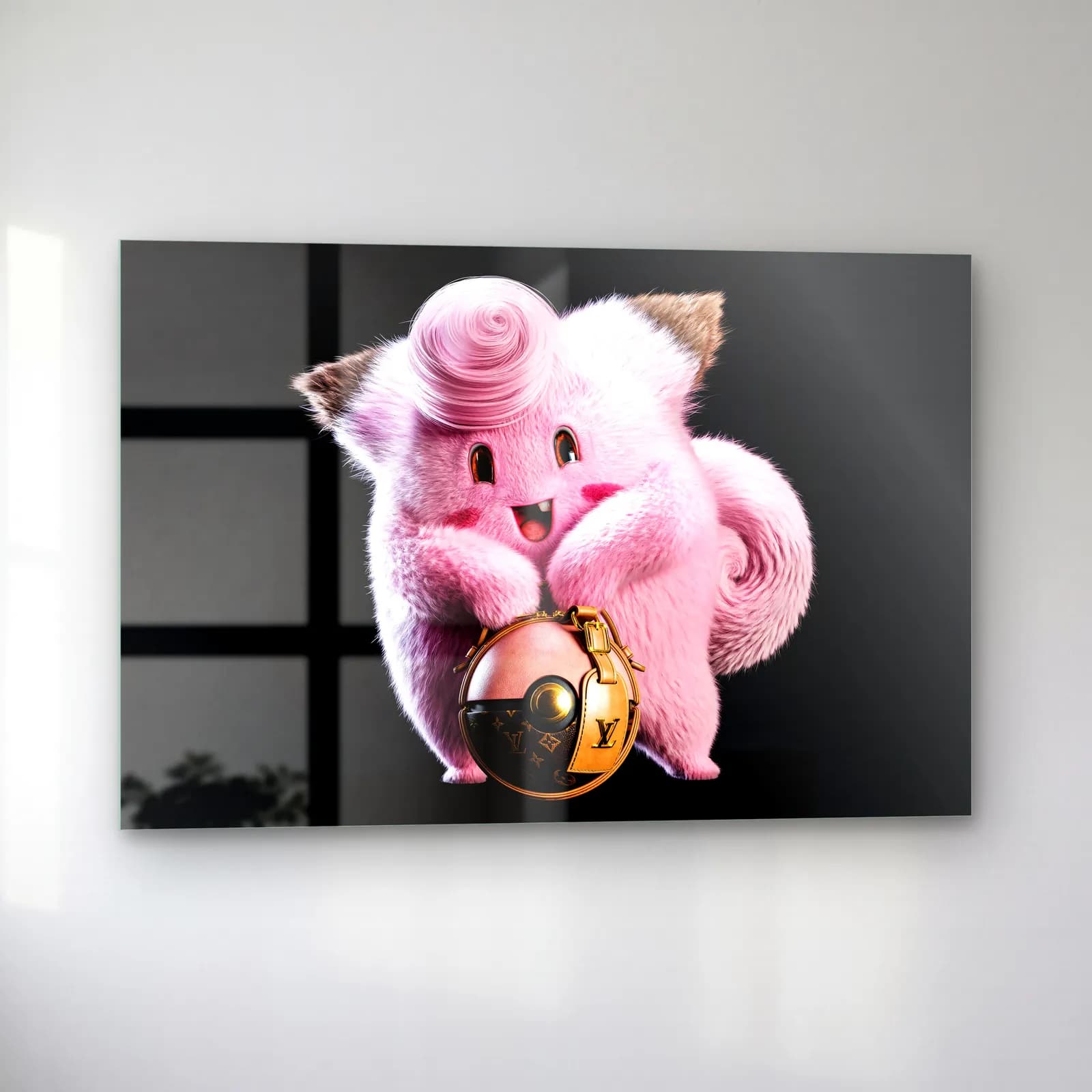 Louis Vuitton Desenli 3D Clefairy cam tablo — sol açıdan görünüm