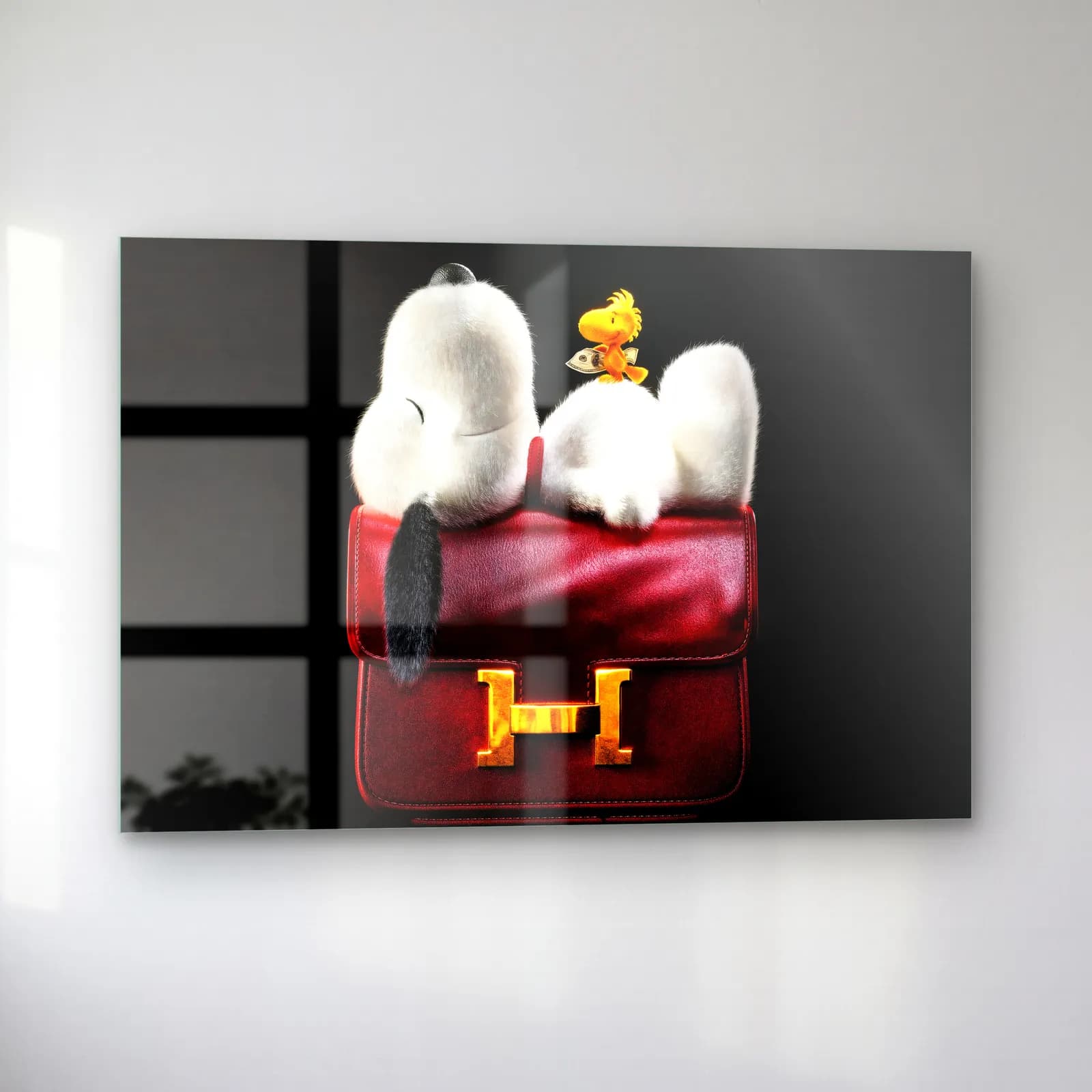Hermès Çanta Üstünde Snoopy cam tablo — sol açıdan görünüm