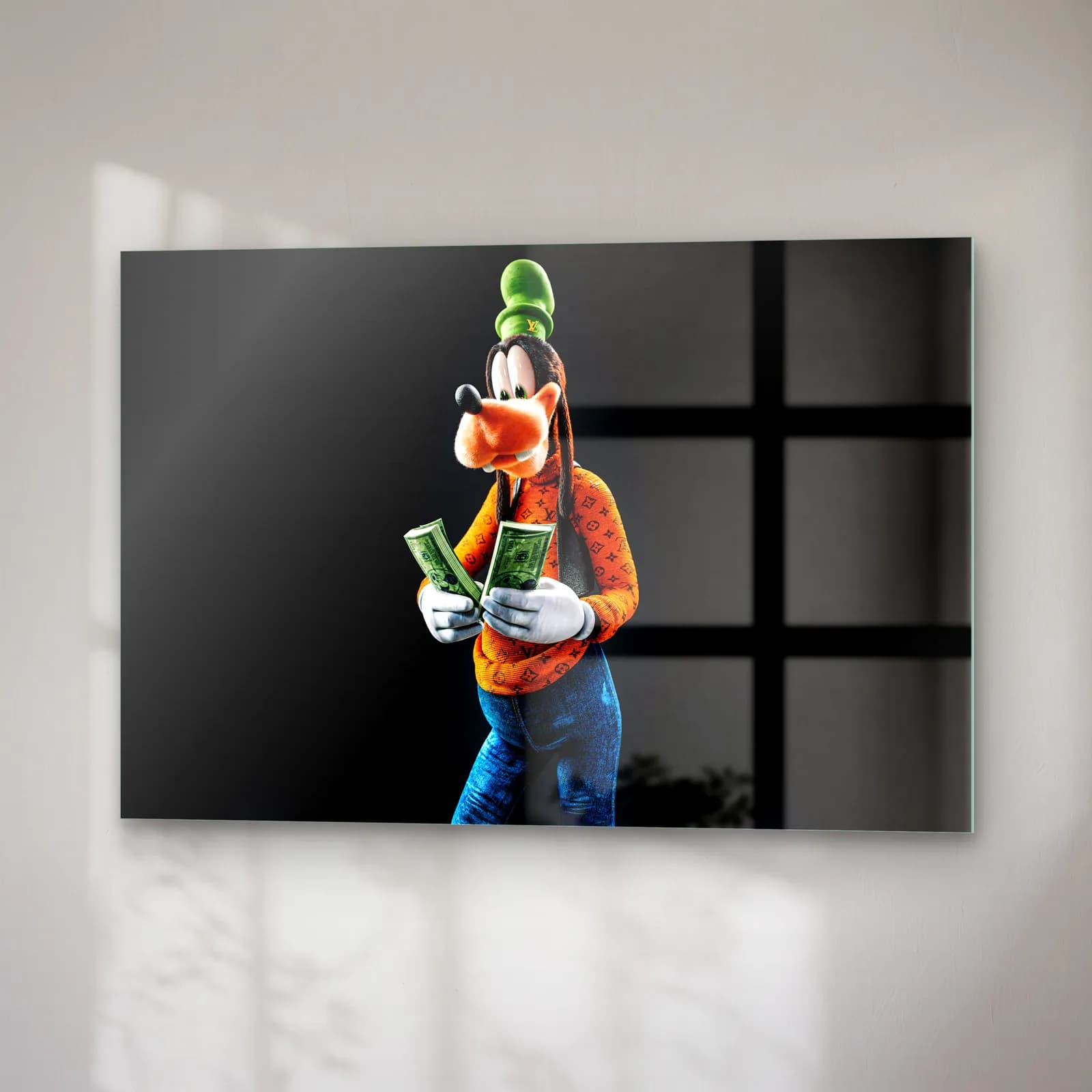 Para Sayan 3D Goofy cam tablo — sağ açıdan görünüm