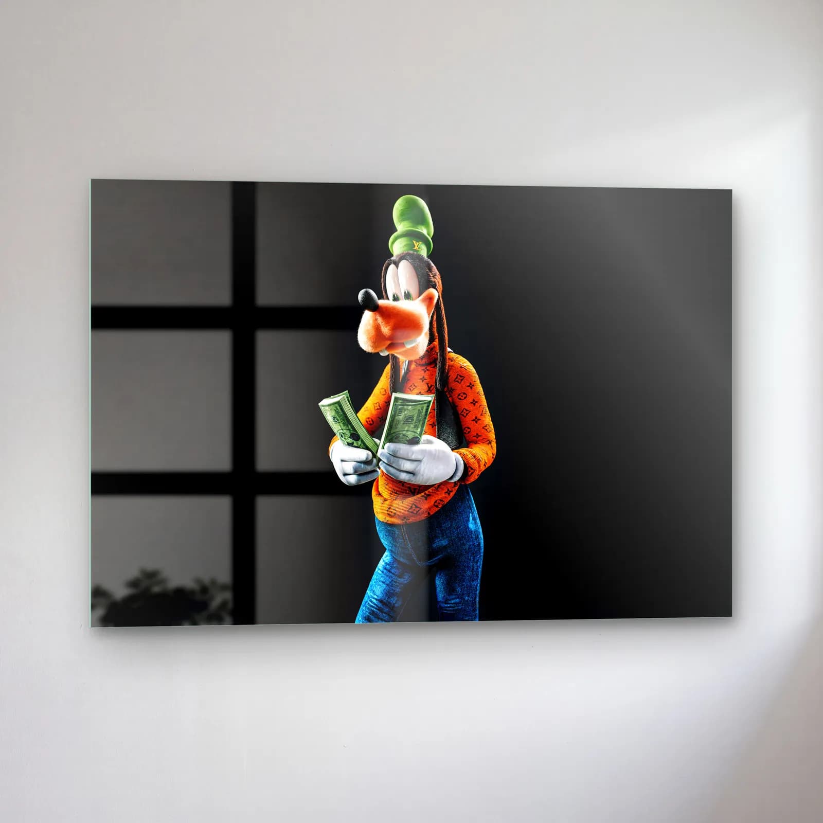 Para Sayan 3D Goofy cam tablo — sol açıdan görünüm