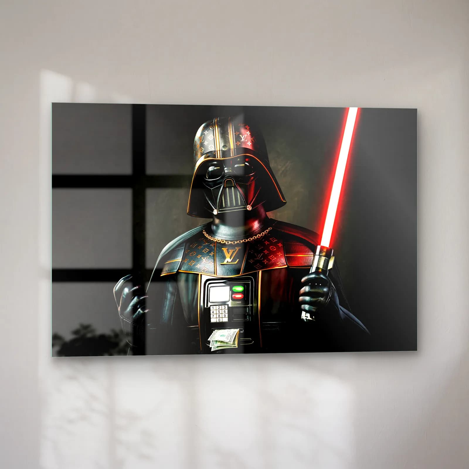Louis Vuitton Desenli Darth Vader cam tablo — sol açıdan görünüm