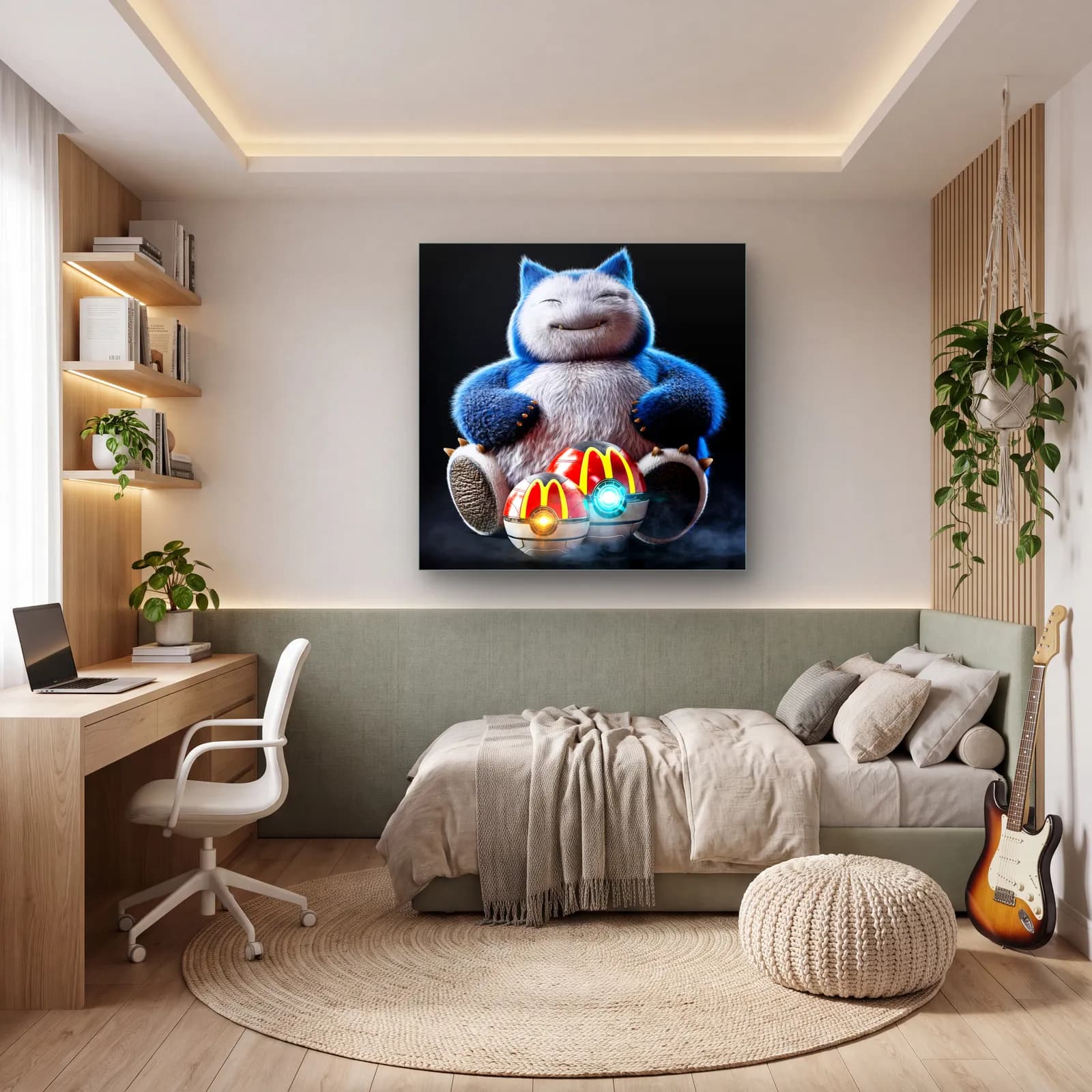 McDonald’s Pokeball’lu Snorlax cam tablo — genç odasında