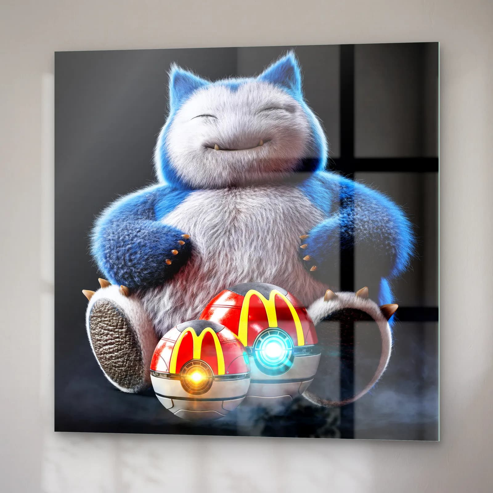 McDonald’s Pokeball’lu Snorlax cam tablo — sağ açıdan görünüm
