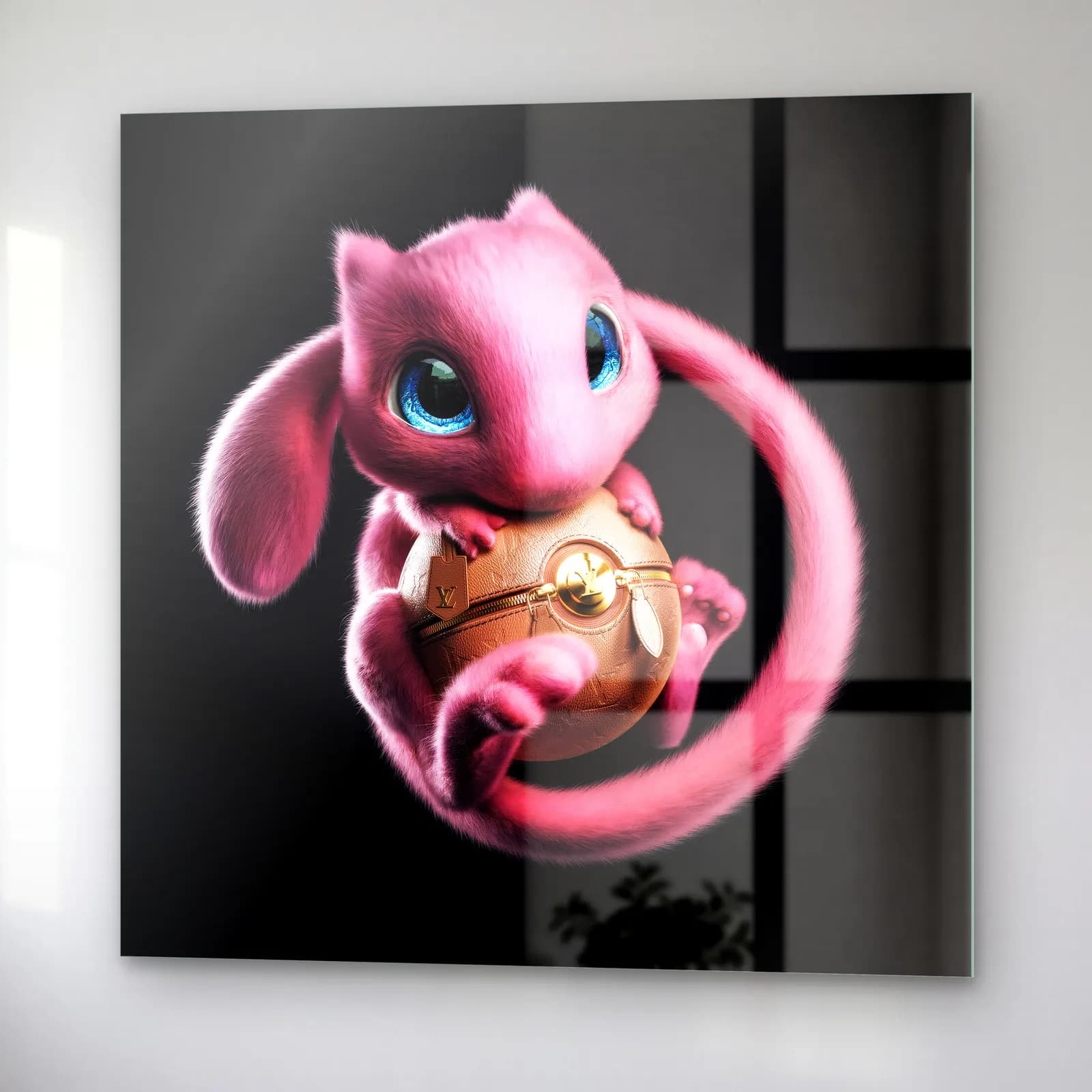 Pokeball Tutan 3D Mew cam tablo — sağ açıdan görünüm