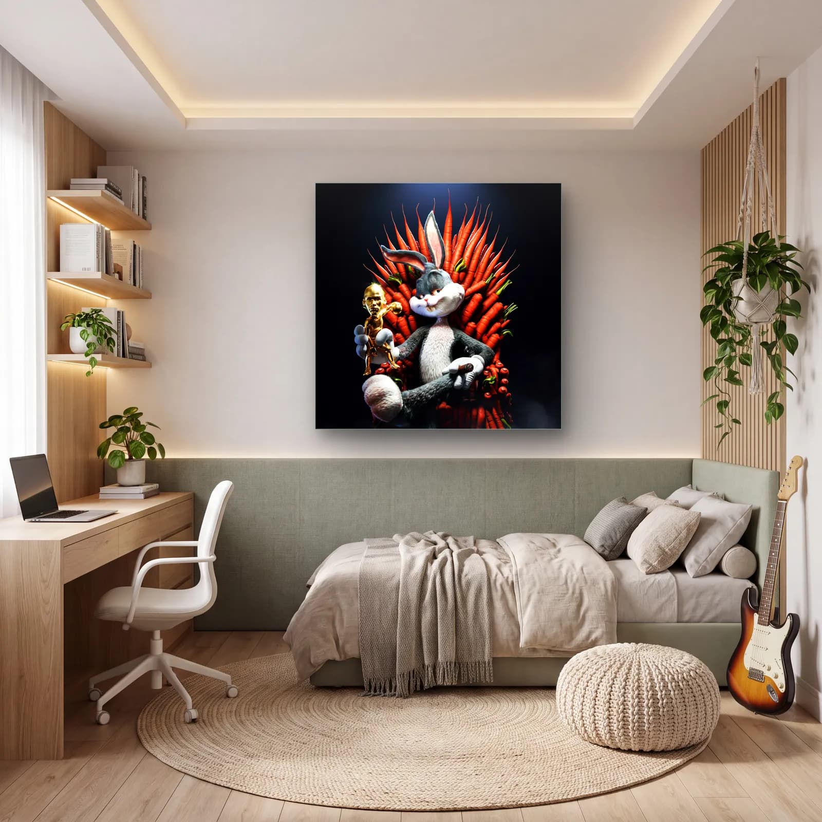 Havuç Tahtında Bugs Bunny cam tablo — genç odasında