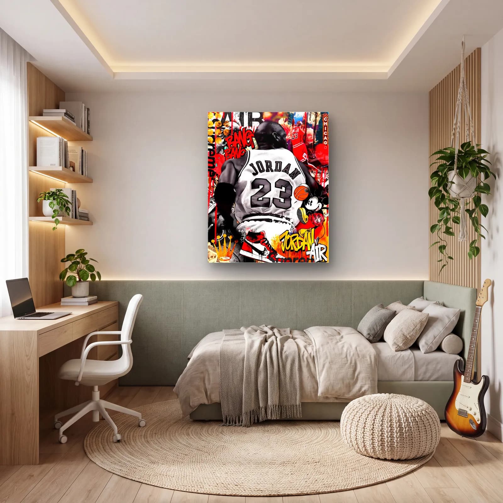 Michael Jordan 23 Grafiti cam tablo — genç odasında