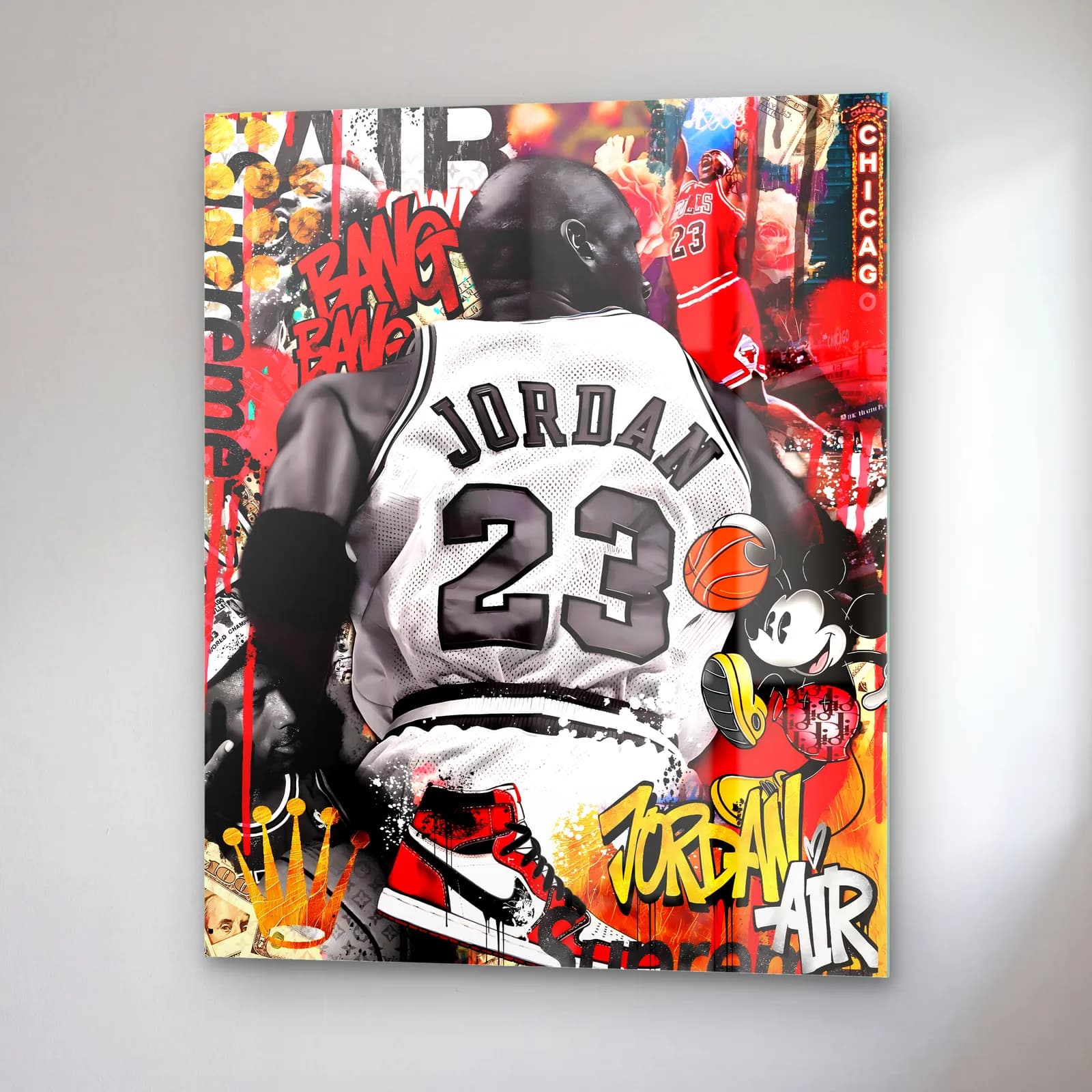 Michael Jordan 23 Grafiti cam tablo — sağ açıdan görünüm
