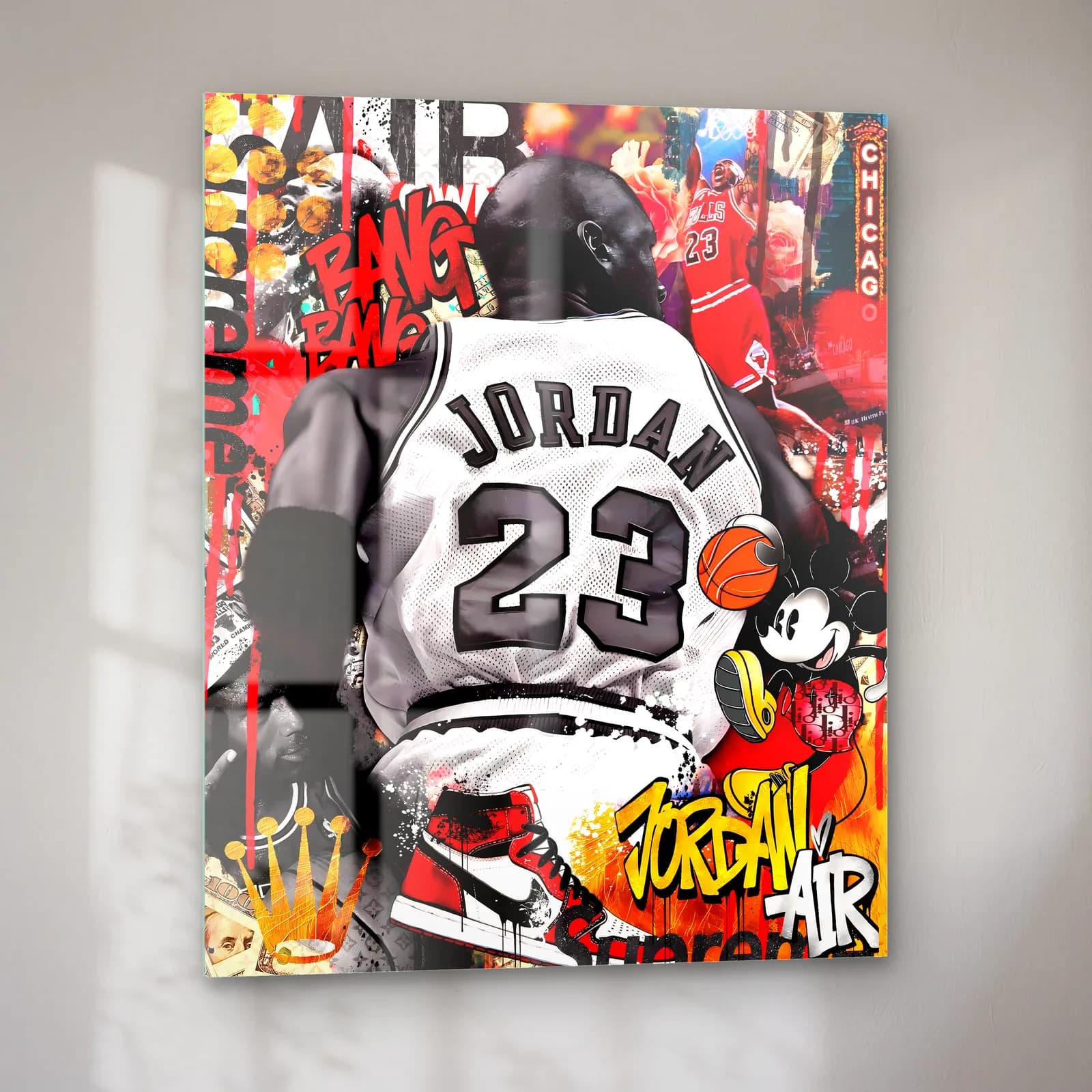 Michael Jordan 23 Grafiti cam tablo — sol açıdan görünüm