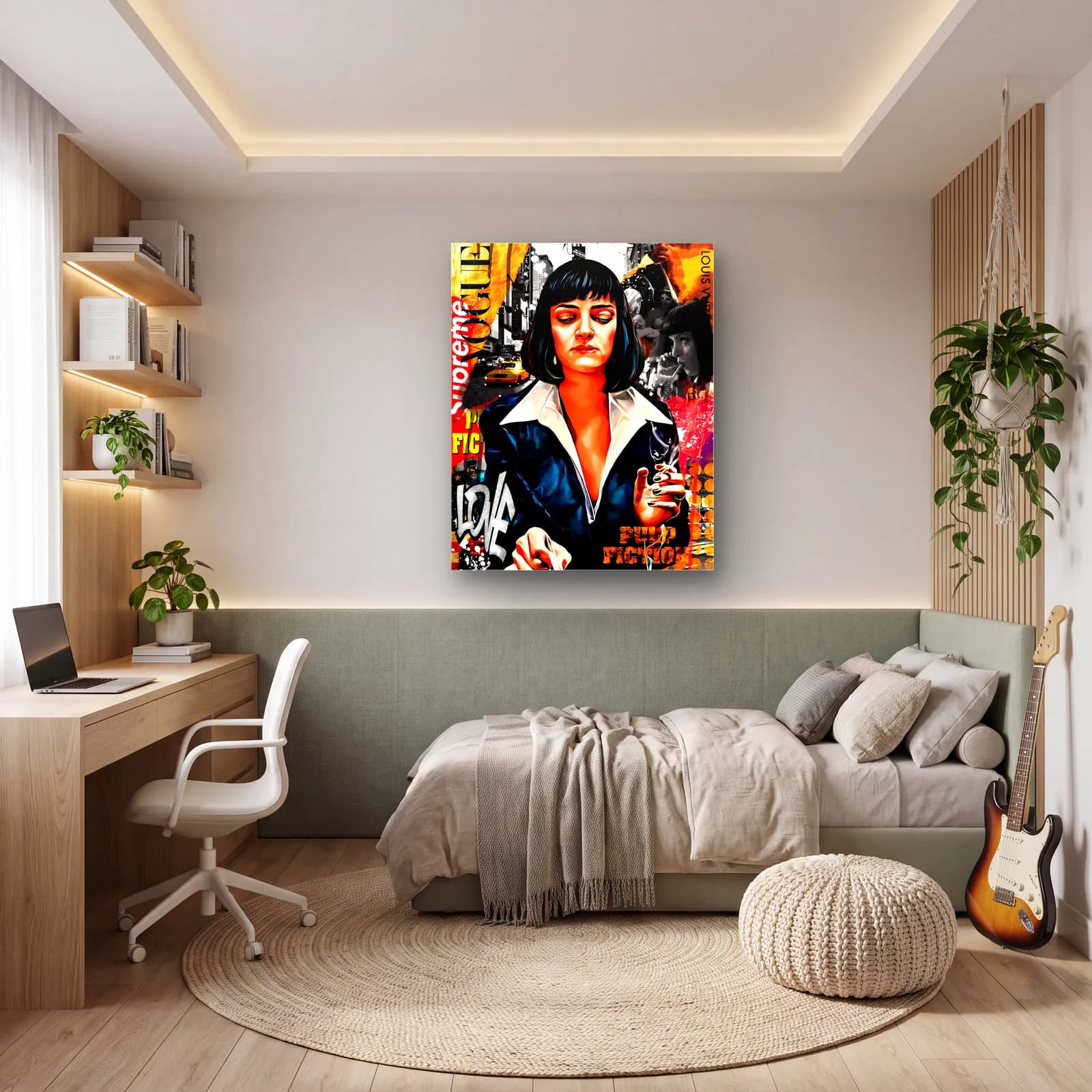 Pulp Fiction Mia Wallace Kolajı cam tablo — genç odasında