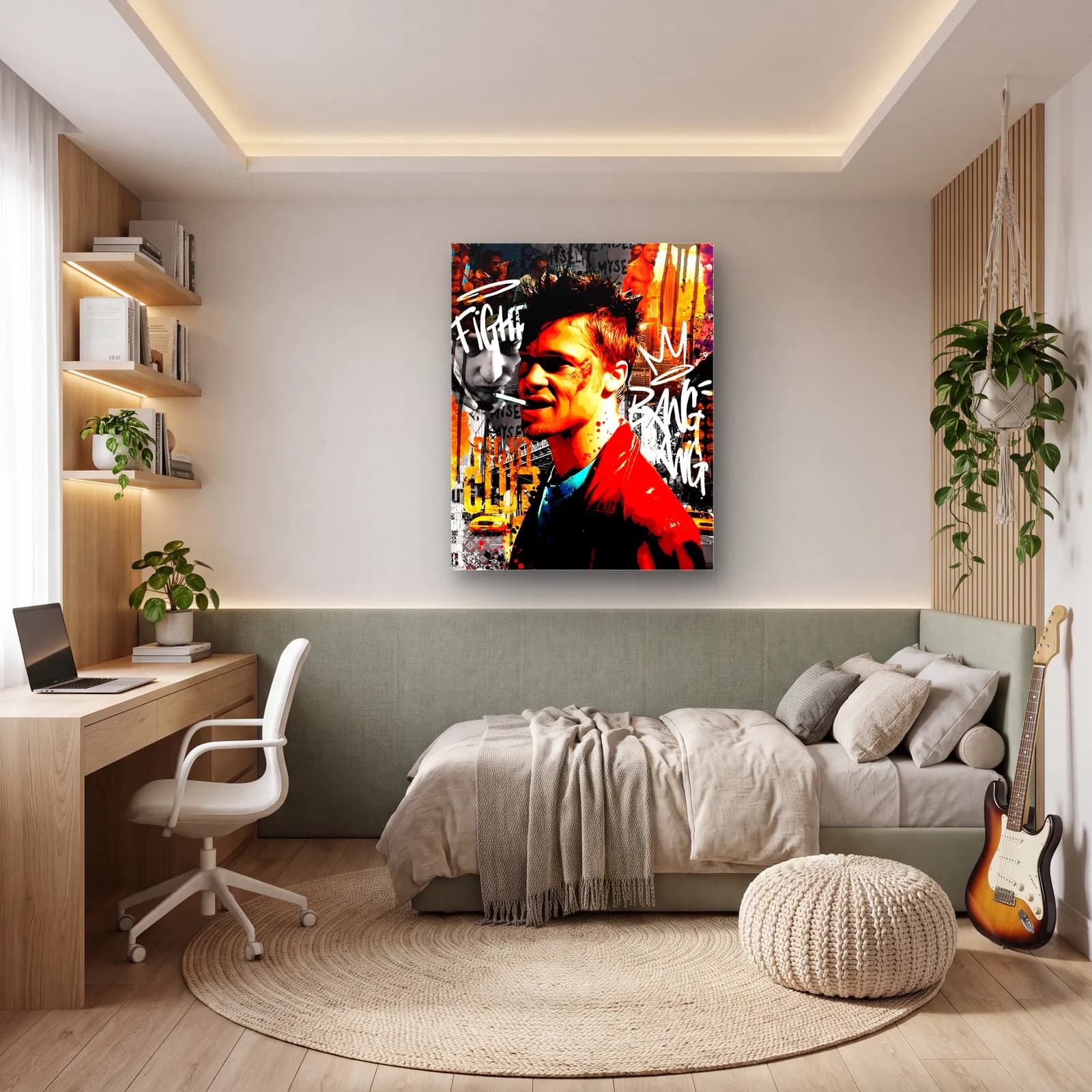 Fight Club Tyler Durden Kolajı cam tablo — genç odasında