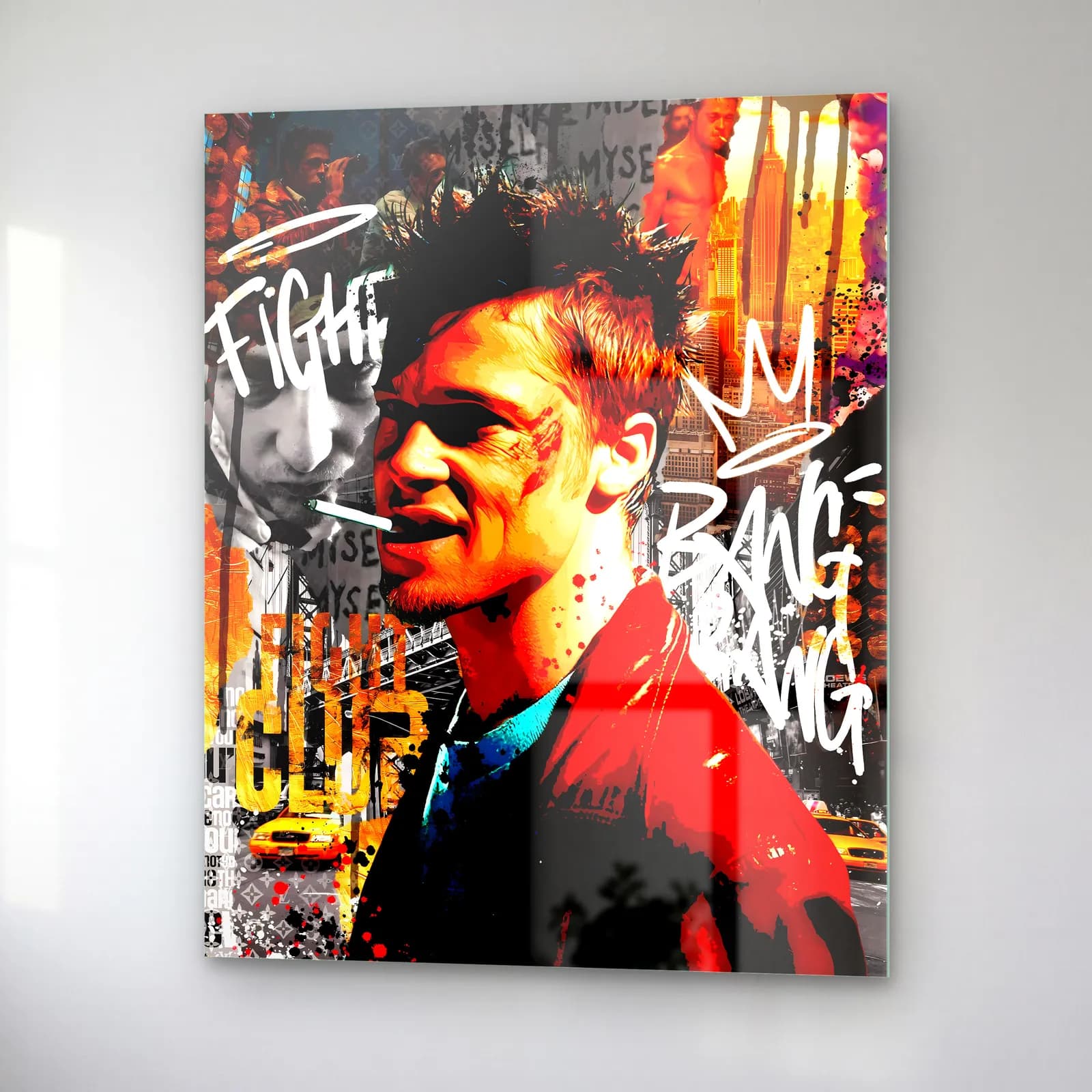 Fight Club Tyler Durden Kolajı cam tablo — sağ açıdan görünüm