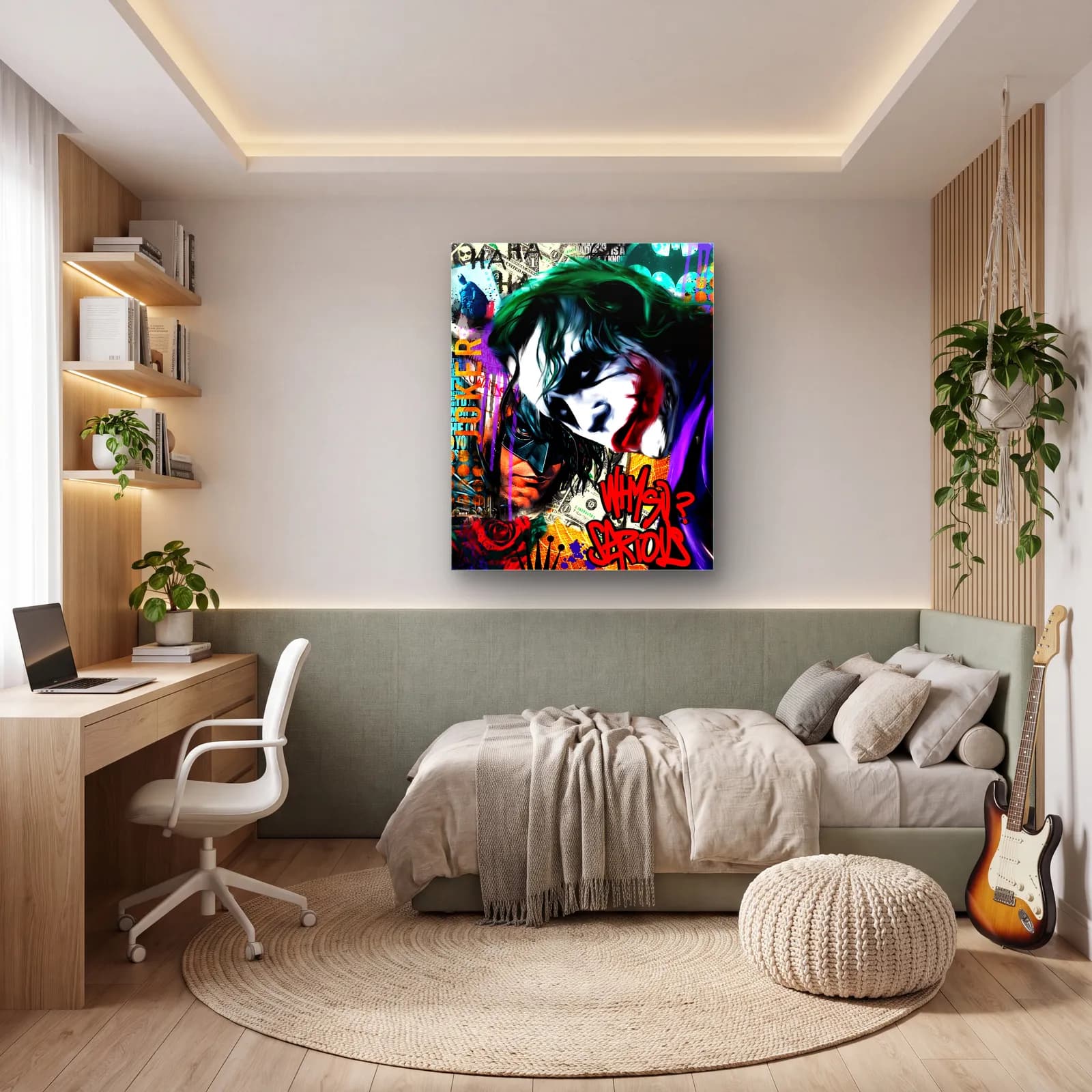 Why So Serious Joker ve Batman cam tablo — genç odasında