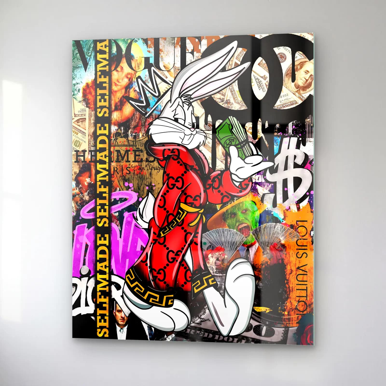Selfmade Lüks Bugs Bunny cam tablo — sağ açıdan görünüm