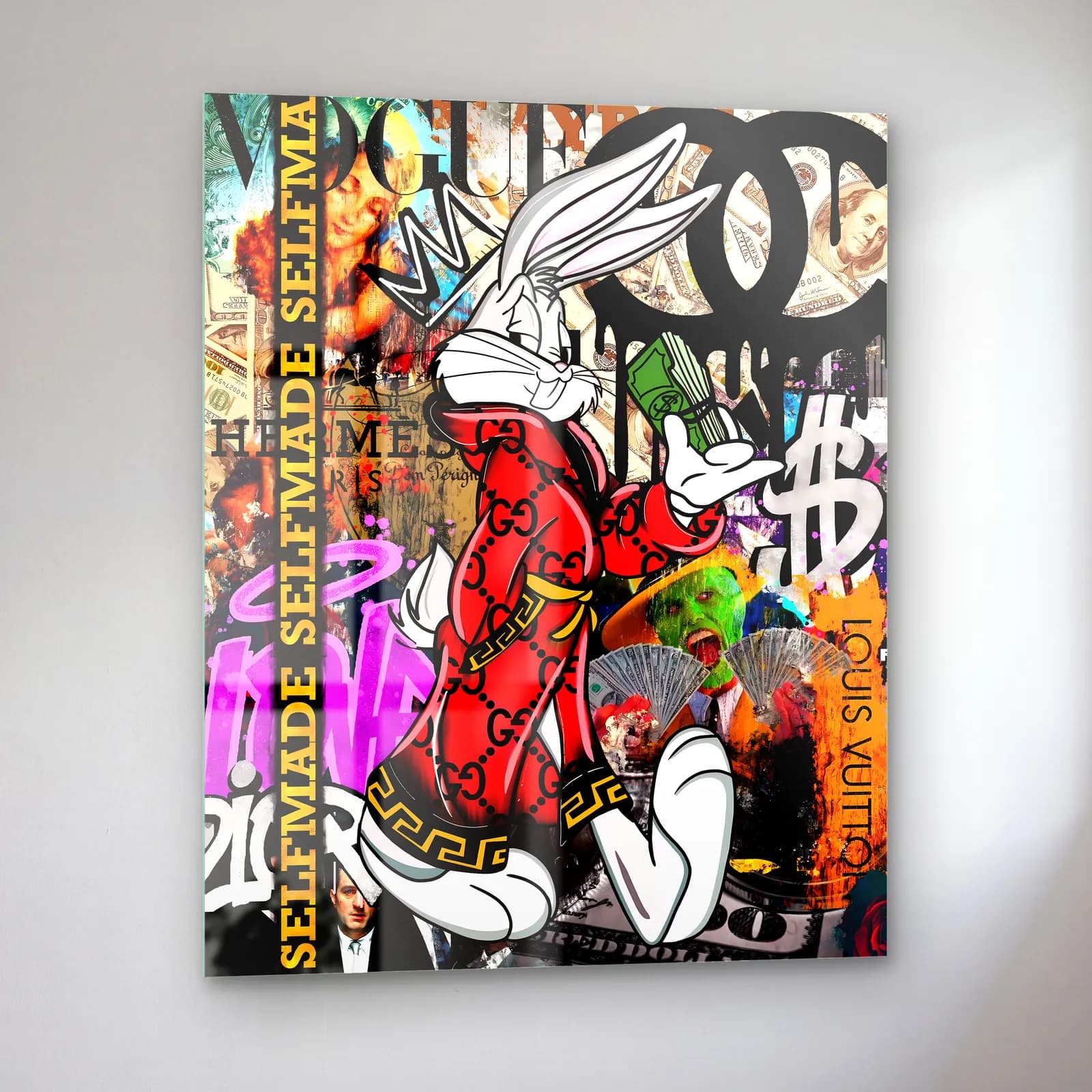 Selfmade Lüks Bugs Bunny cam tablo — sol açıdan görünüm