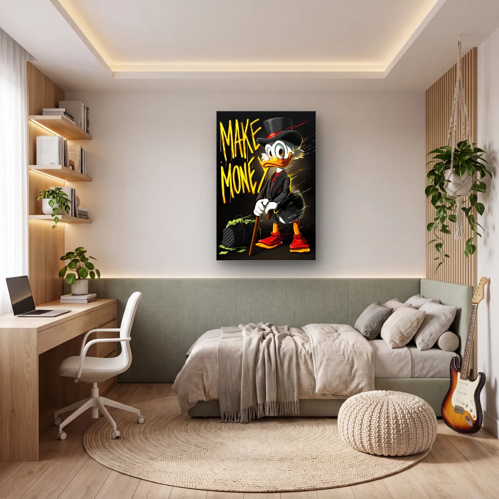 Make Money Scrooge McDuck cam tablo — genç odasında