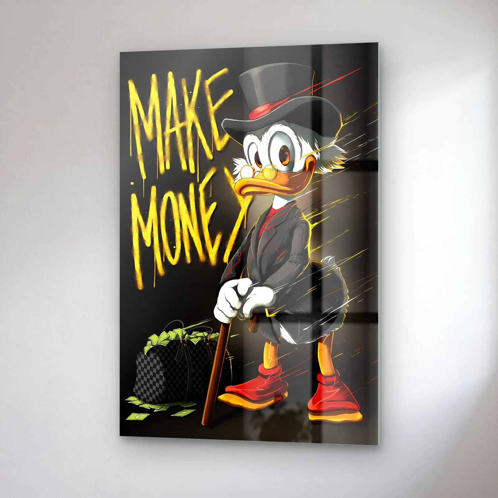 Make Money Scrooge McDuck cam tablo — sağ açıdan görünüm