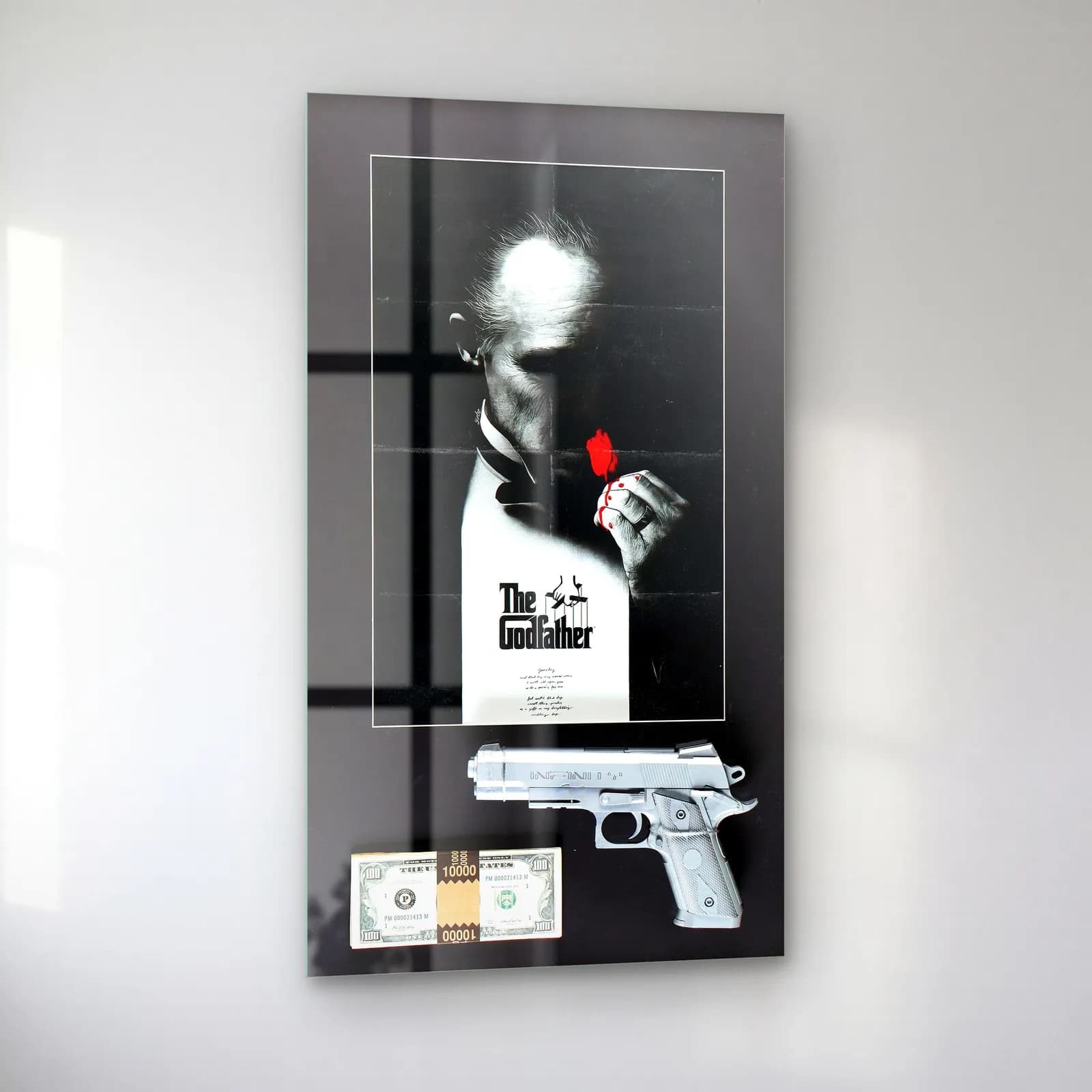 The Godfather Tabanca ve Dolar cam tablo — sol açıdan görünüm