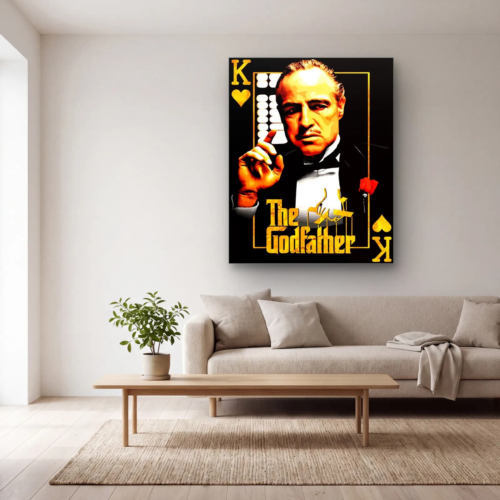 The Godfather Papaz Kartı cam tablo — açık renk salonda