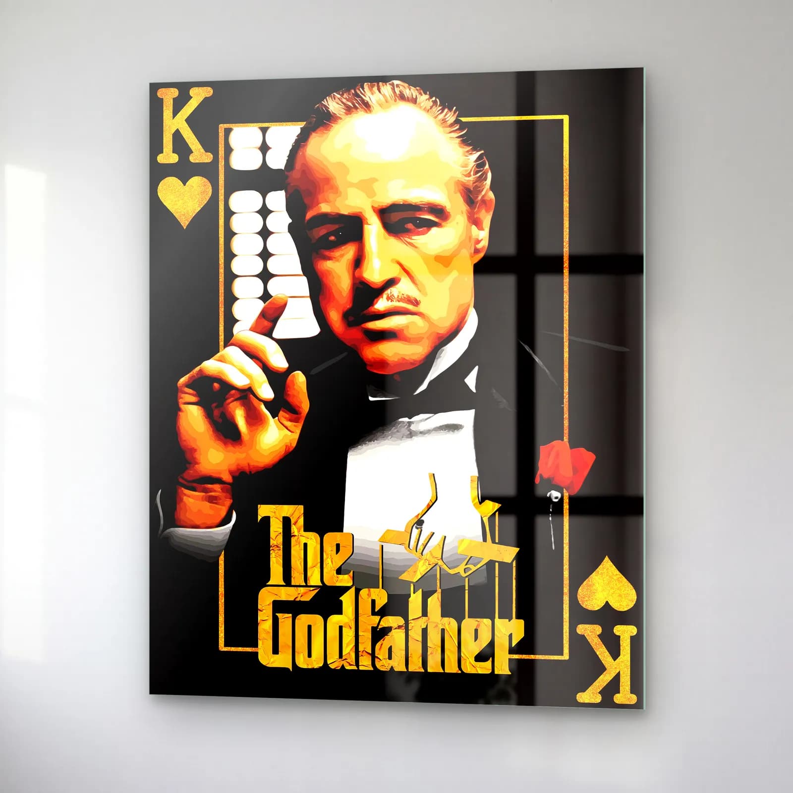 The Godfather Papaz Kartı cam tablo — sağ açıdan görünüm