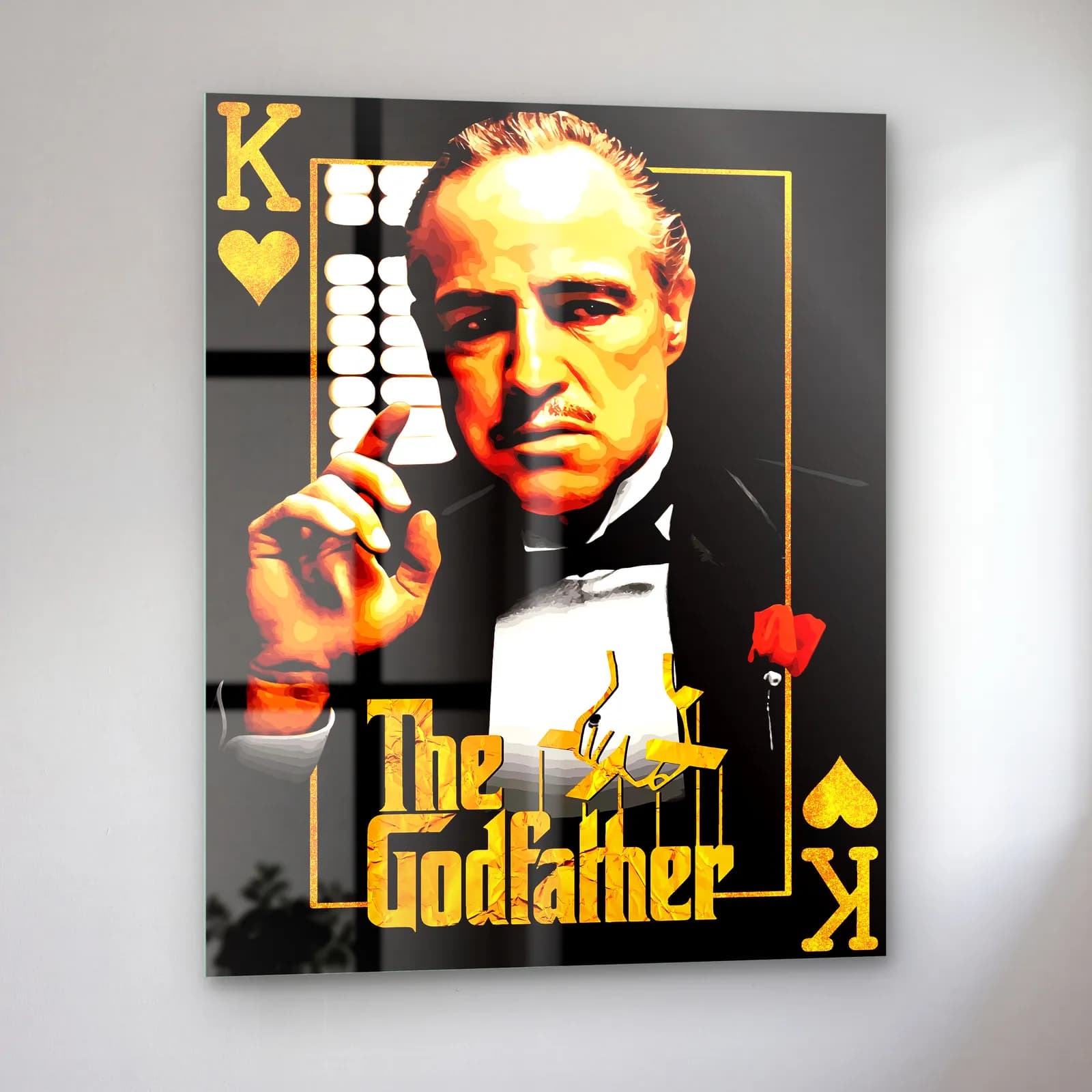The Godfather Papaz Kartı cam tablo — sol açıdan görünüm